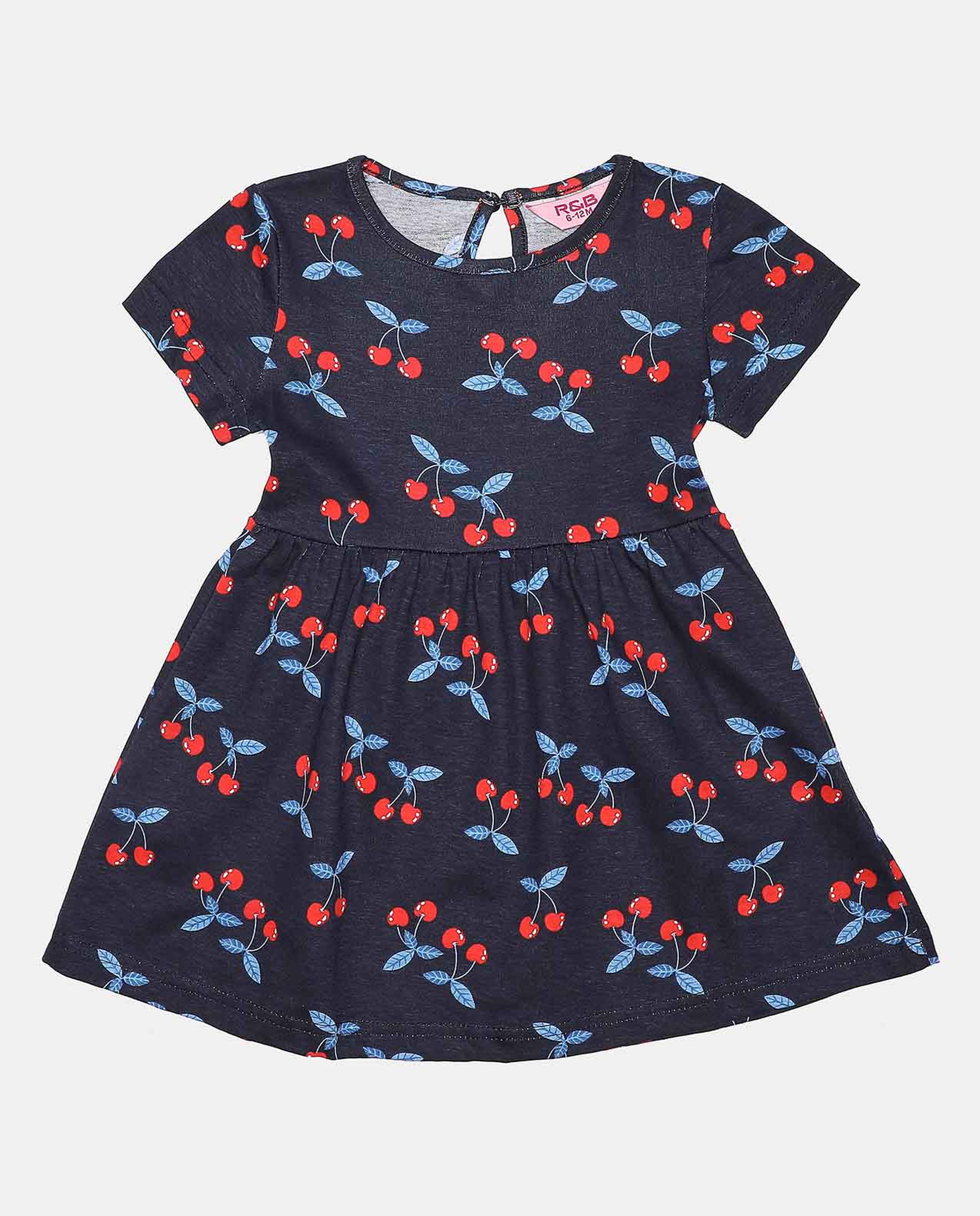 Printed Casual Dress with Crew Neck Short Sleeve