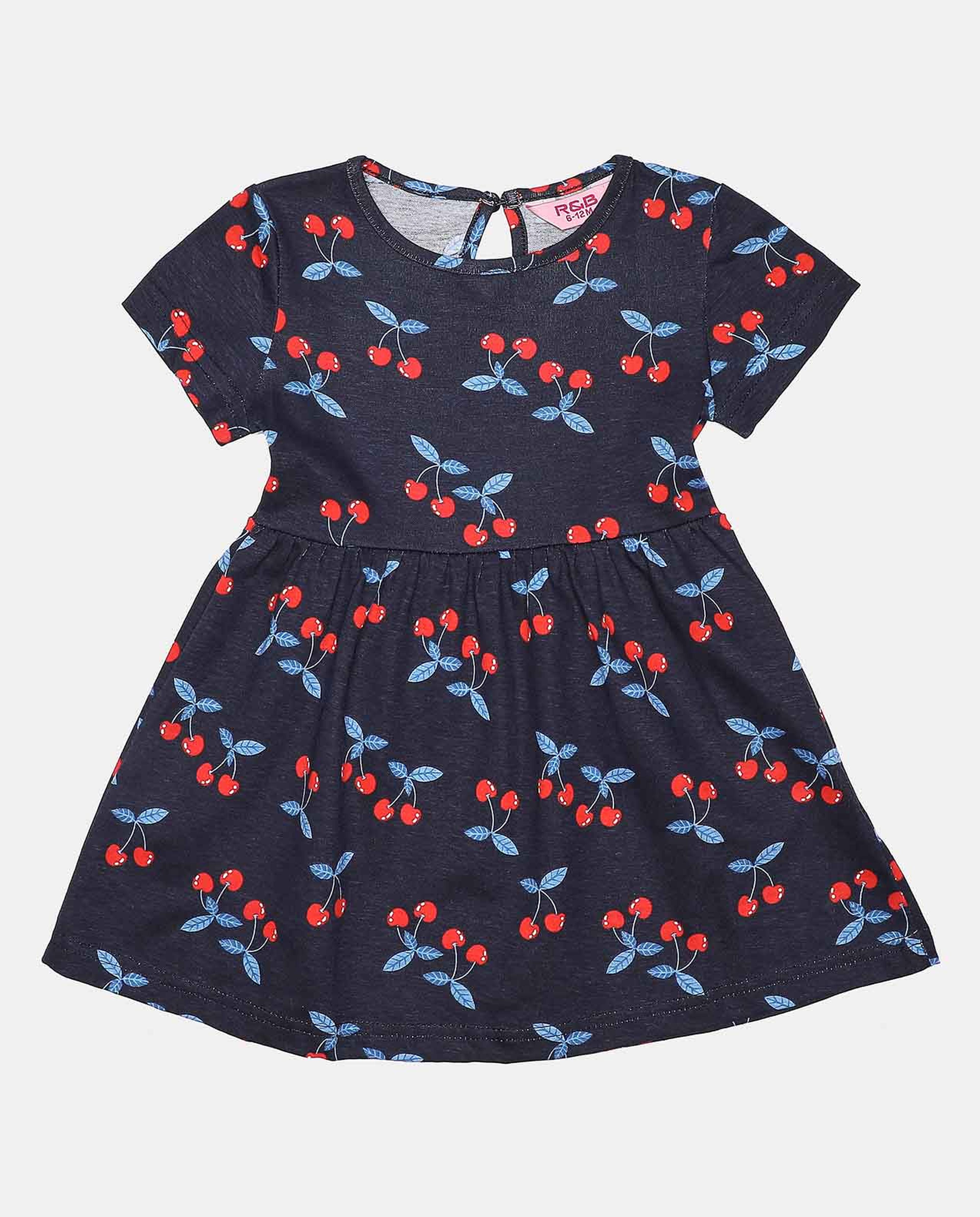 Printed Casual Dress with Crew Neck Short Sleeve