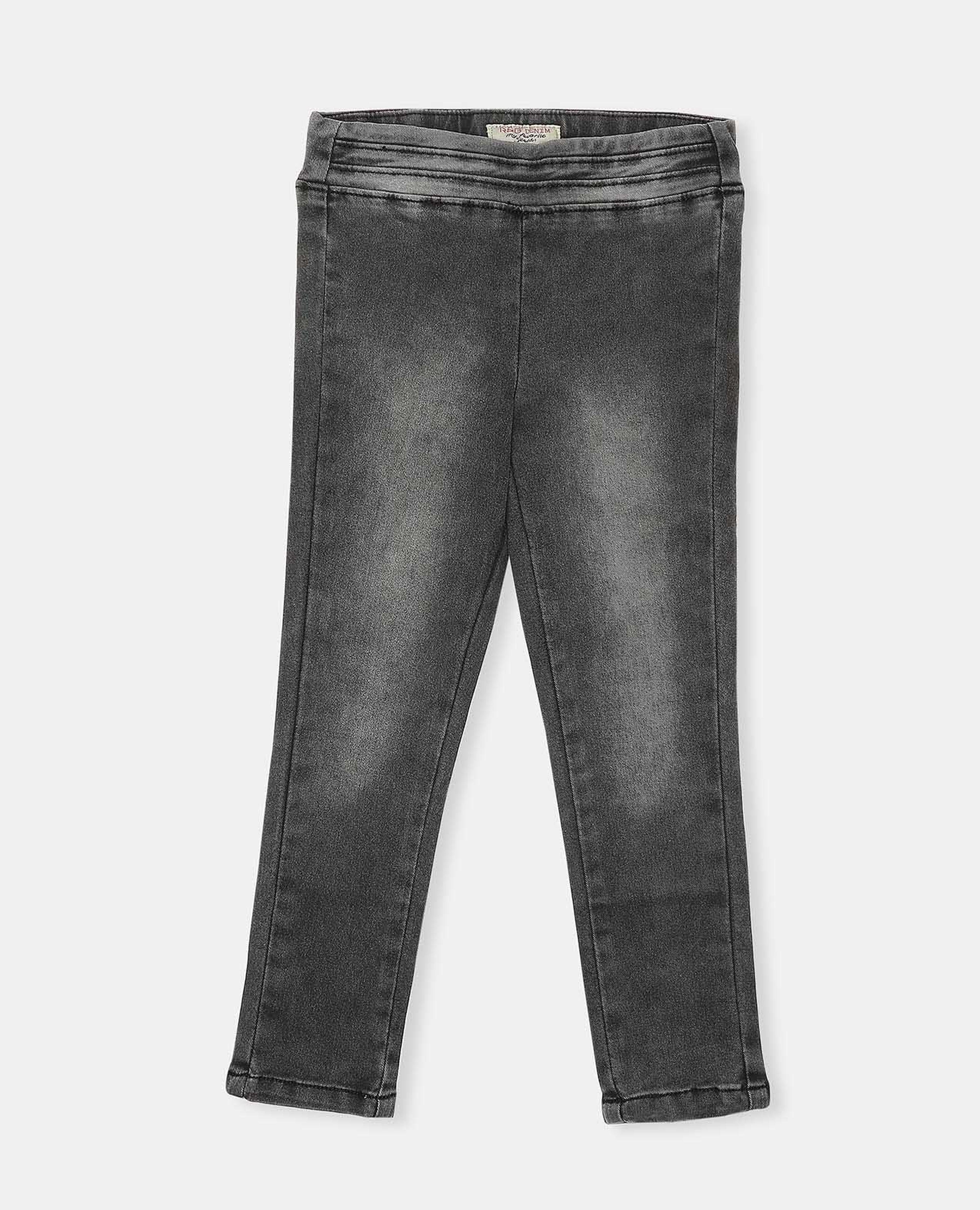 Washed Slim Fit Denim Jeans with Elasticated Waist