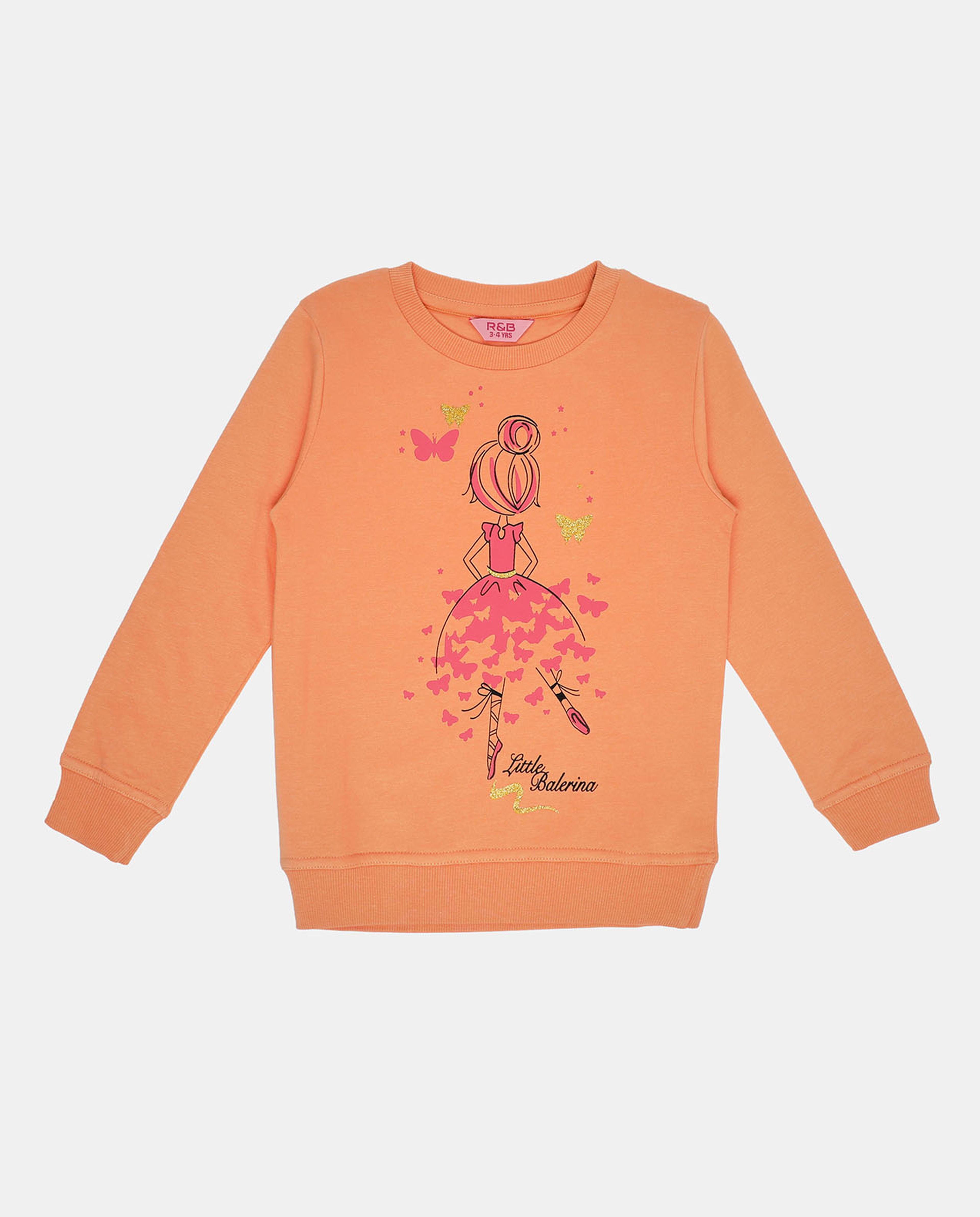 Graphic Printed Sweatshirt with Round Neck and Long Sleeves