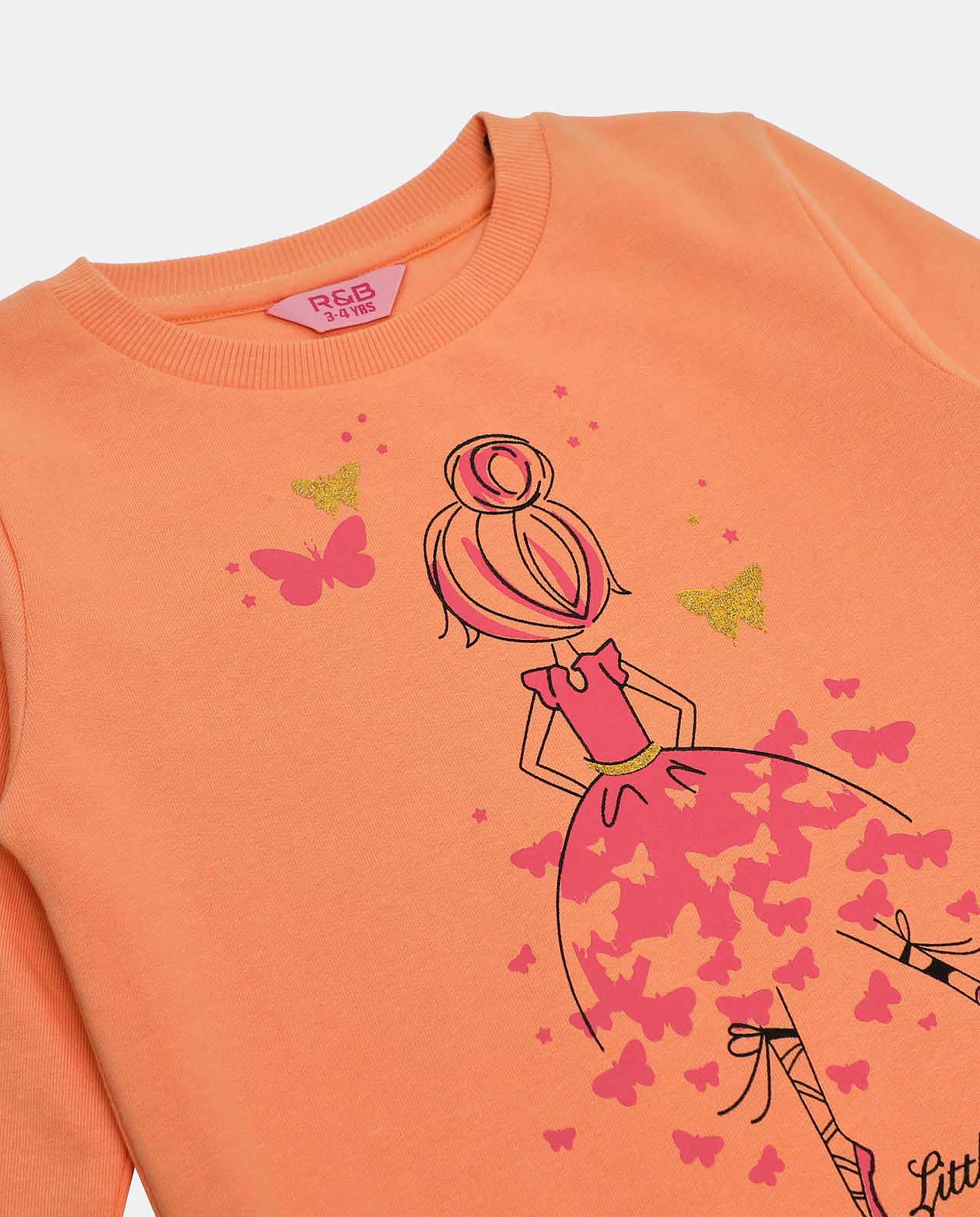 Graphic Printed Sweatshirt with Round Neck and Long Sleeves