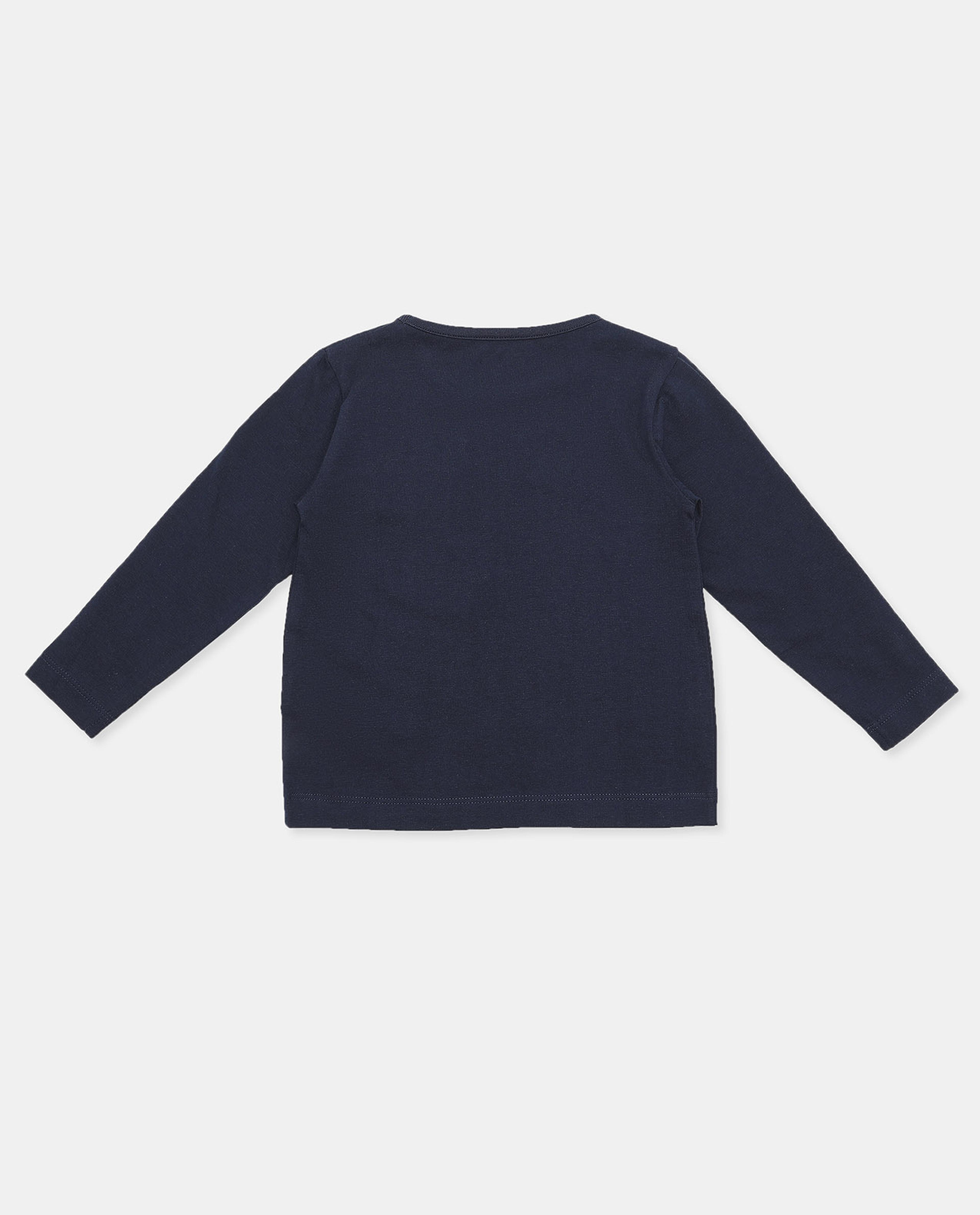 Printed T-Shirt with Round Neck and Long Sleeves
