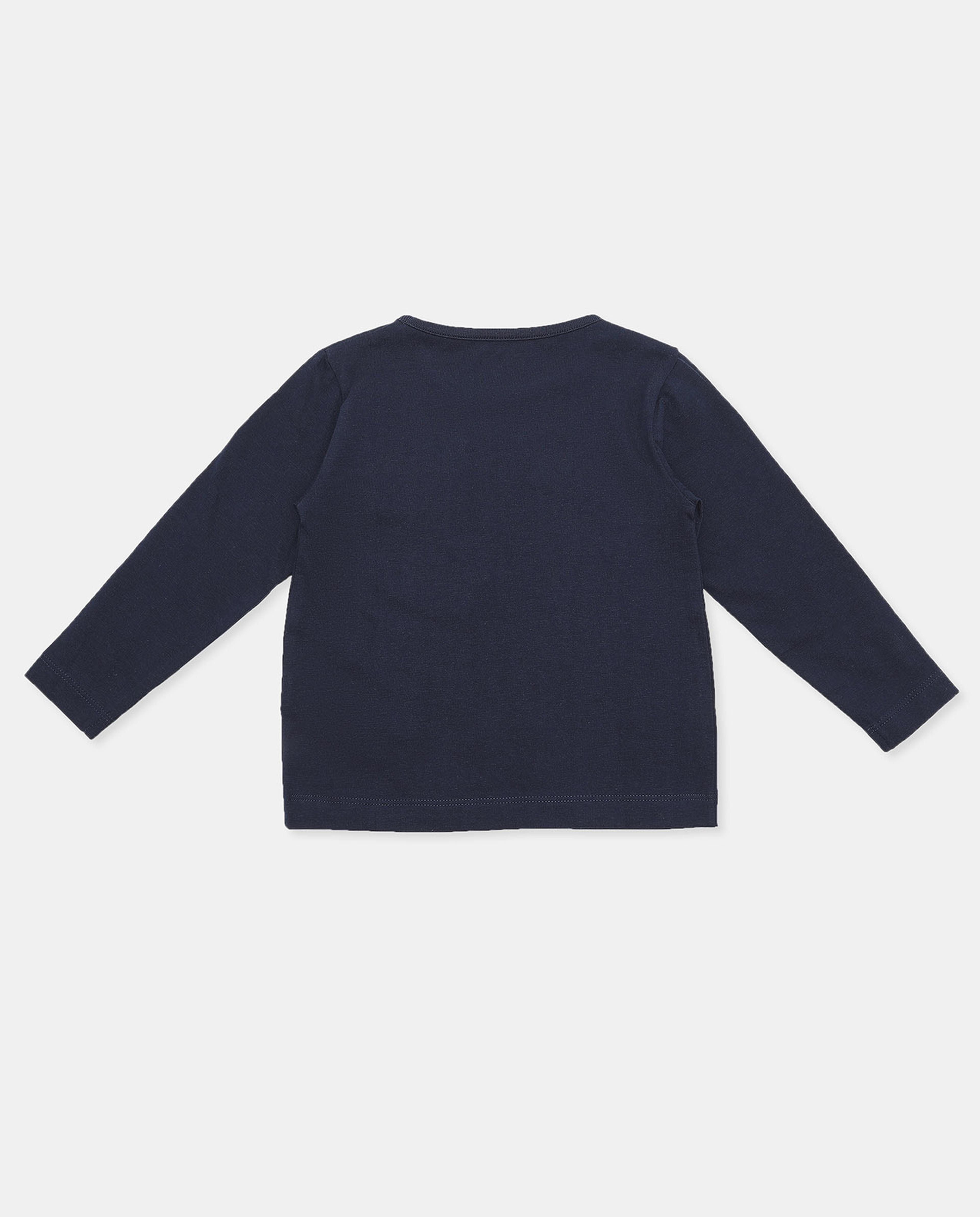 Printed T-Shirt with Round Neck and Long Sleeves