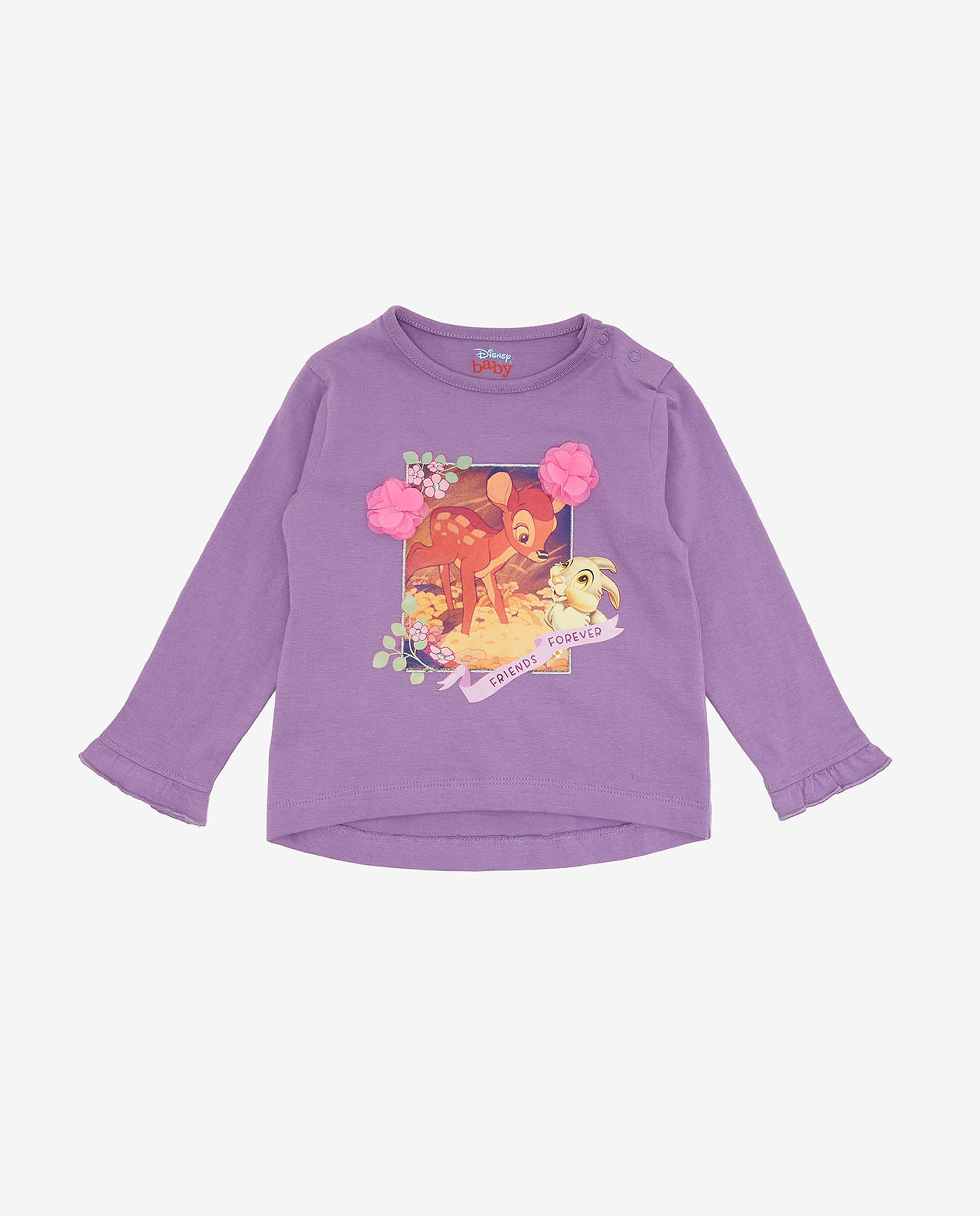 Graphic Printed T-Shirt with Crew Neck and Long Sleeves
