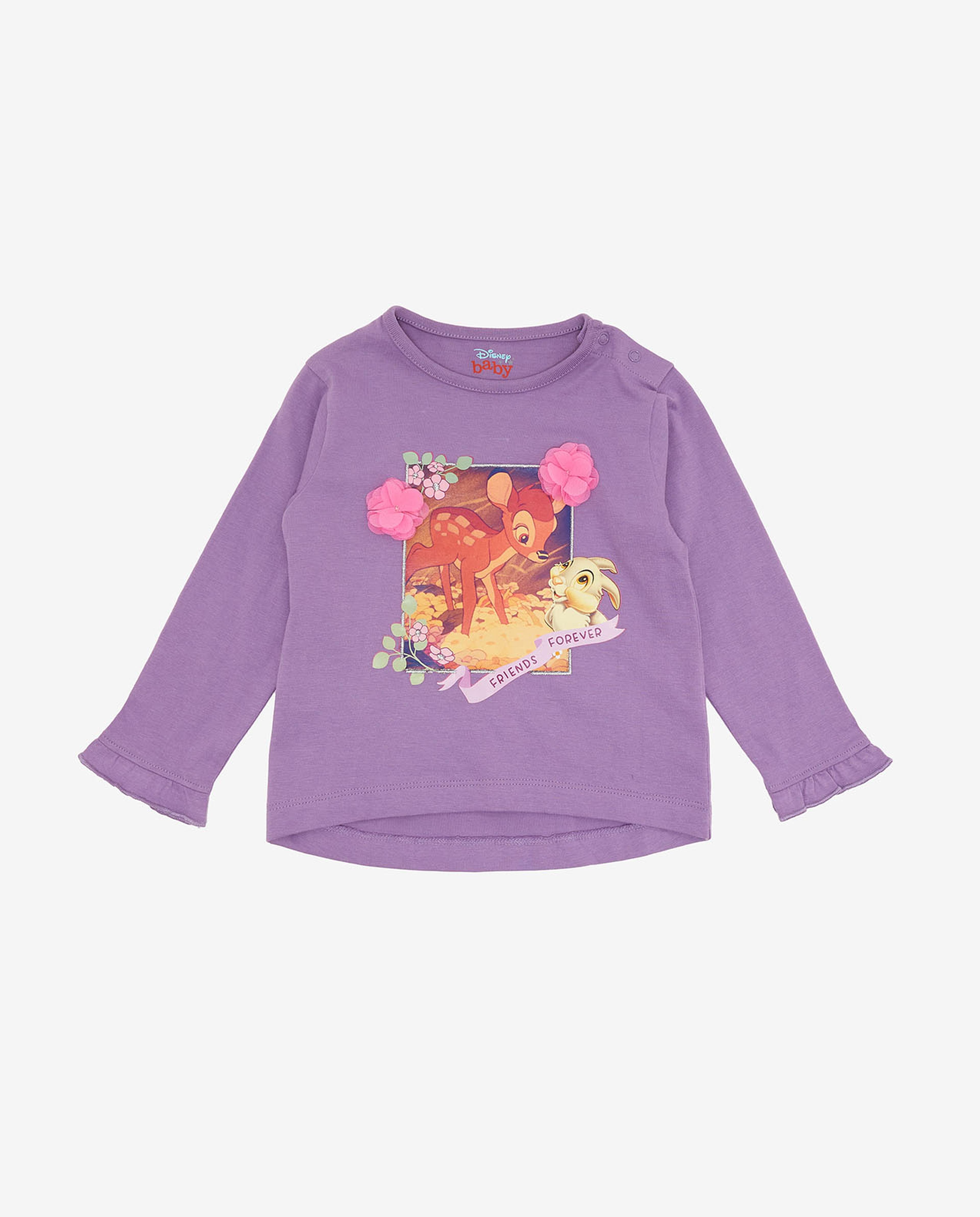 Graphic Printed T-Shirt with Crew Neck and Long Sleeves