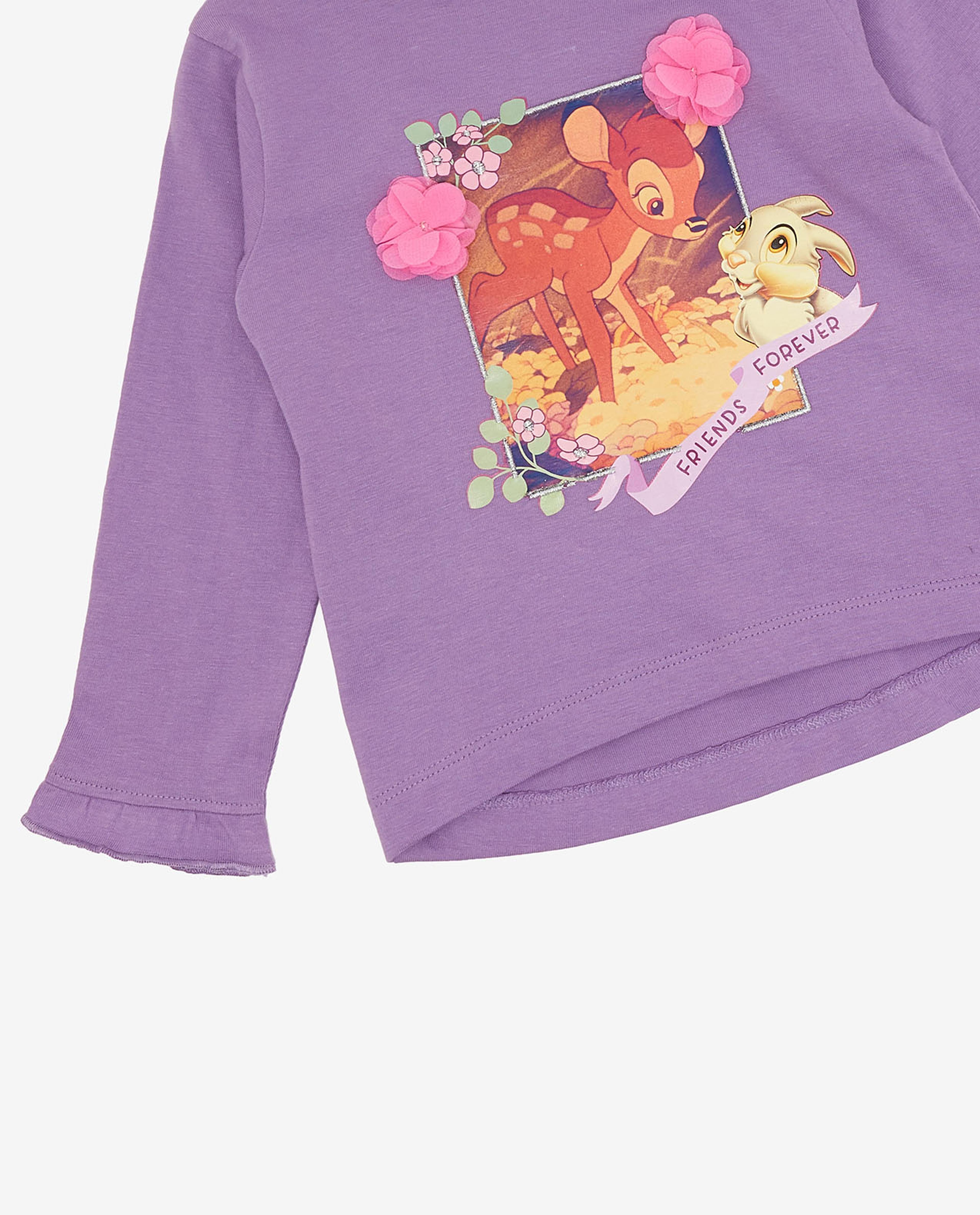 Graphic Printed T-Shirt with Crew Neck and Long Sleeves