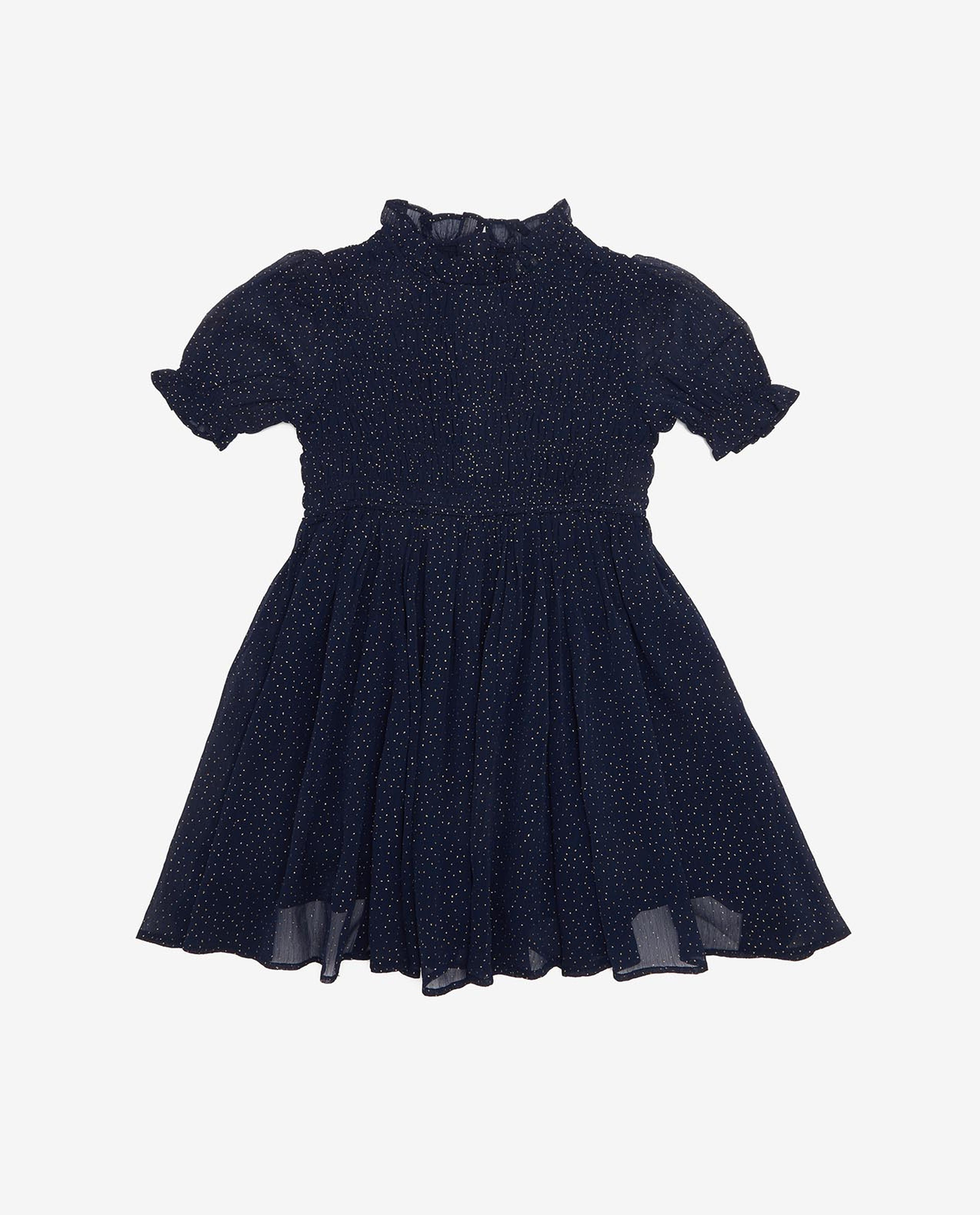 Printed Smocked Fit and Flare Dress