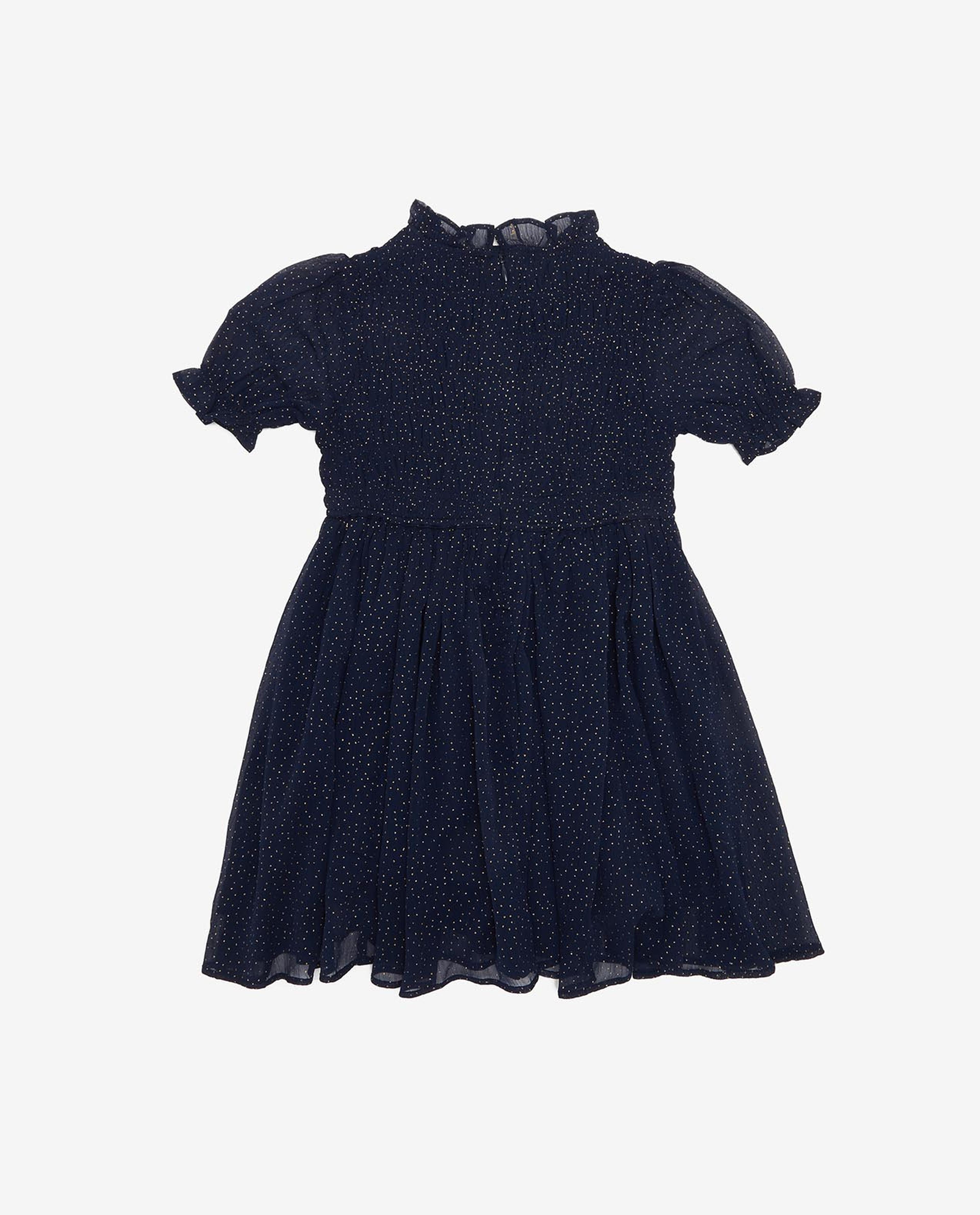 Printed Smocked Fit and Flare Dress