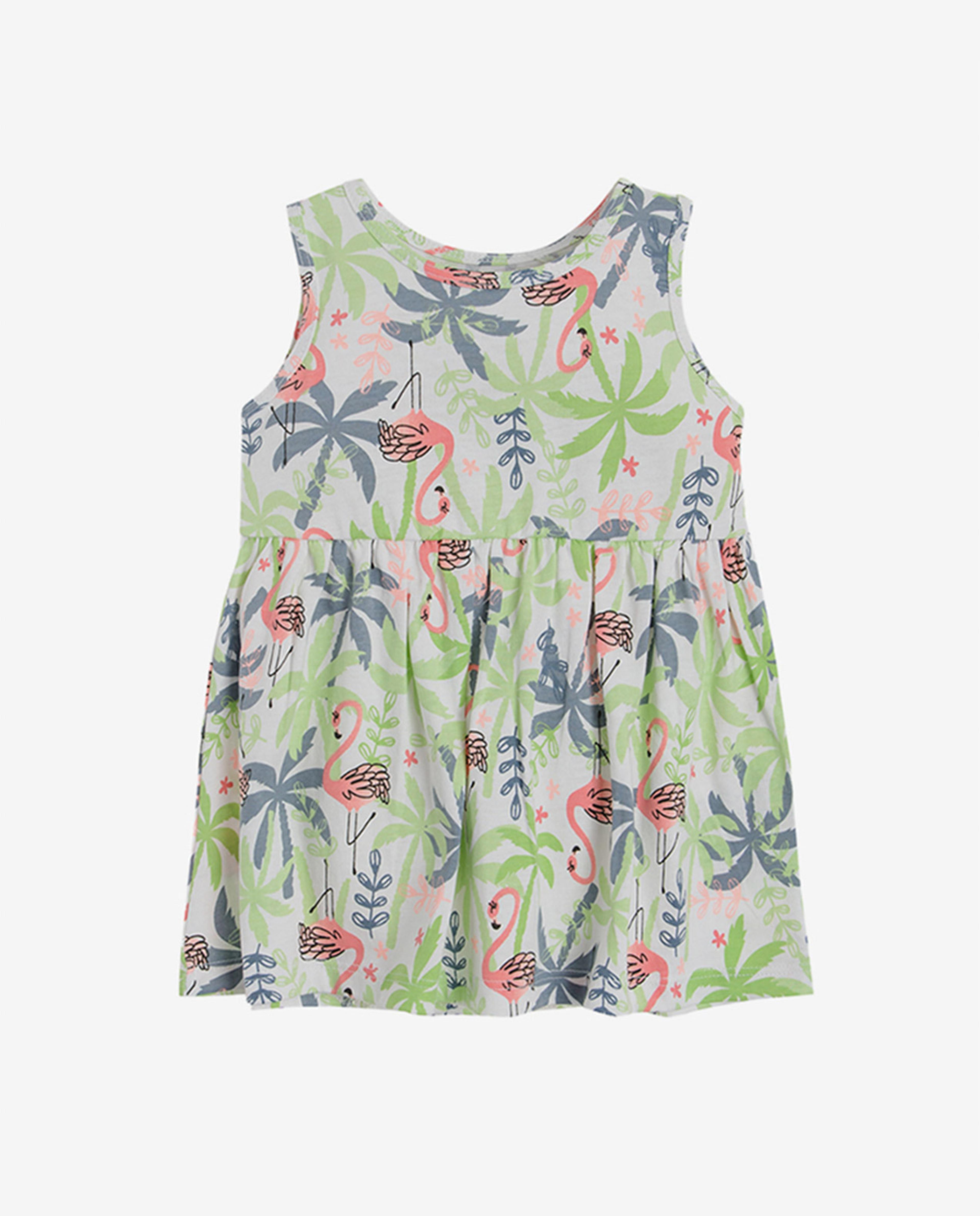 Baby Girl's Sleeveless Dress With Allover Print