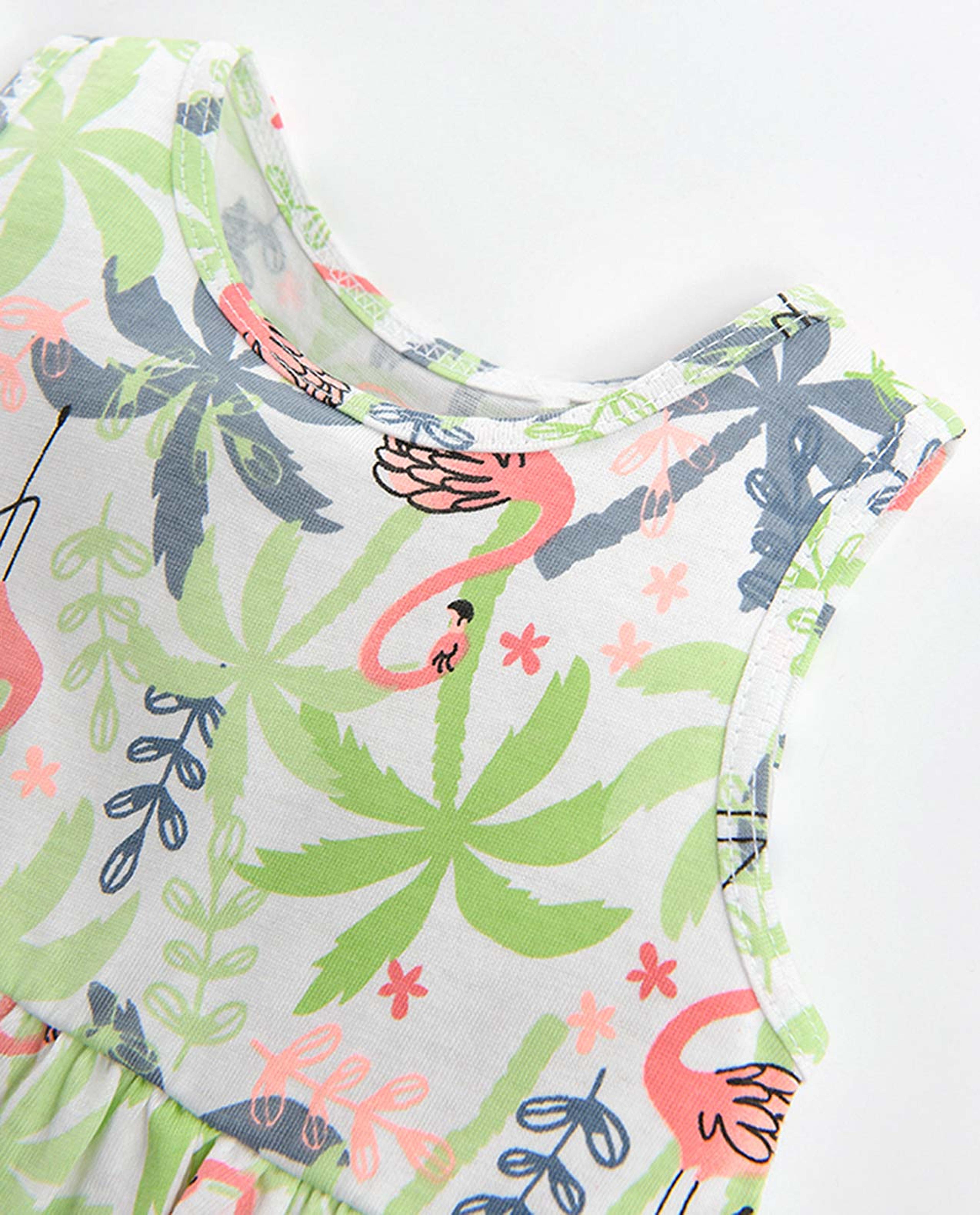 Baby Girl's Sleeveless Dress With Allover Print