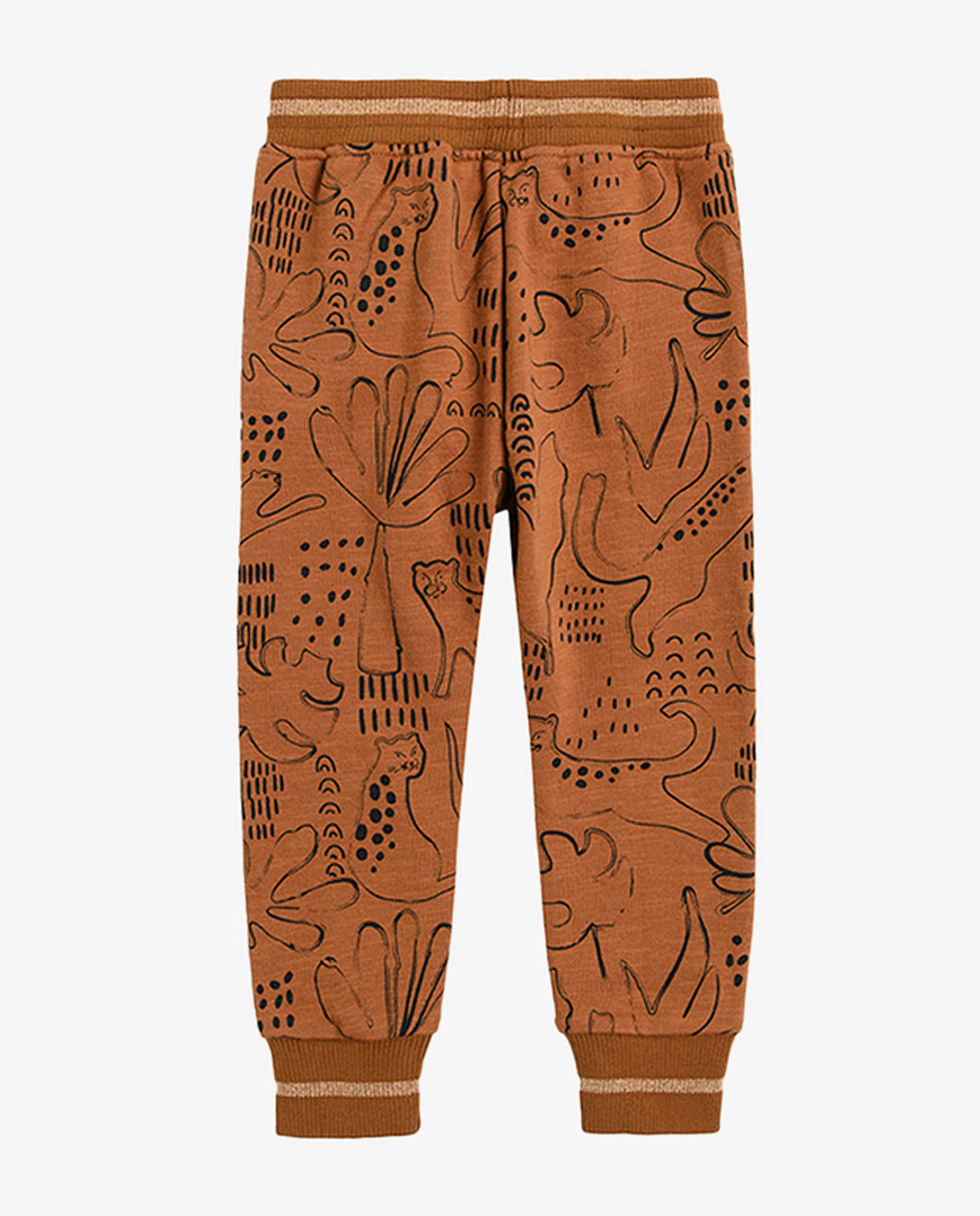 Cool Club Cats and Plants Printed Jeggings  Brown