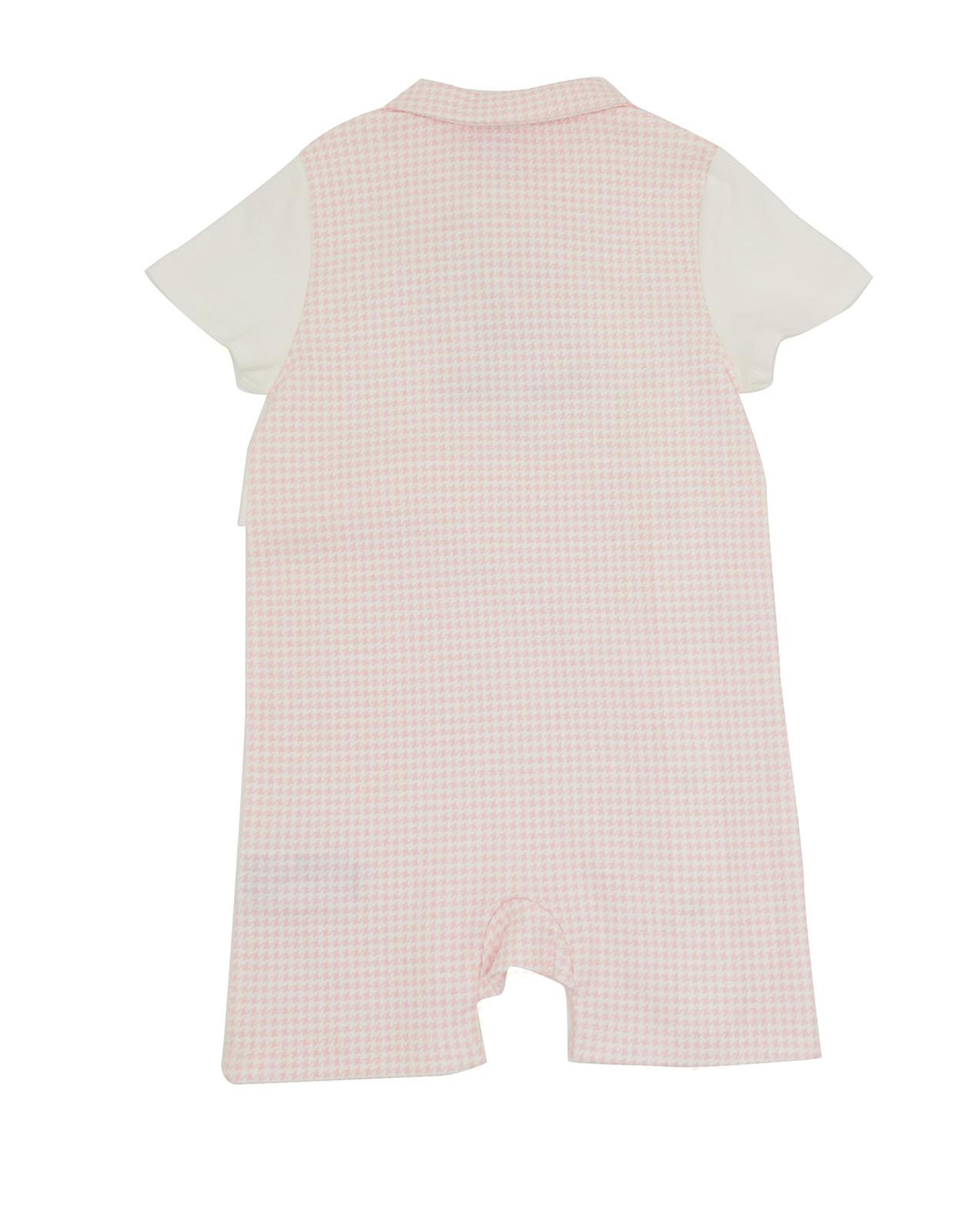 Checkered Romper with Baby Collar and Cap Sleeves