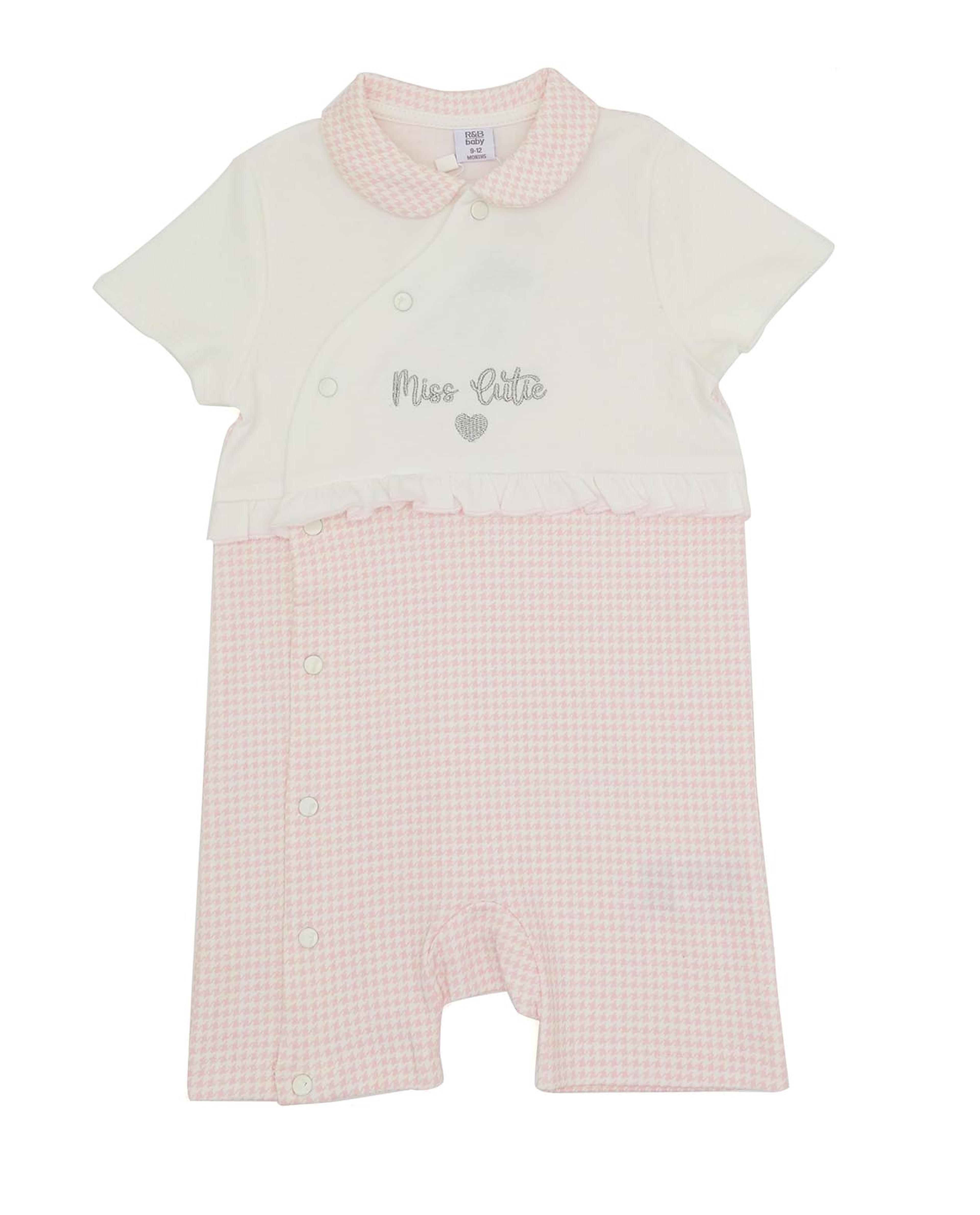 Checkered Romper with Baby Collar and Cap Sleeves