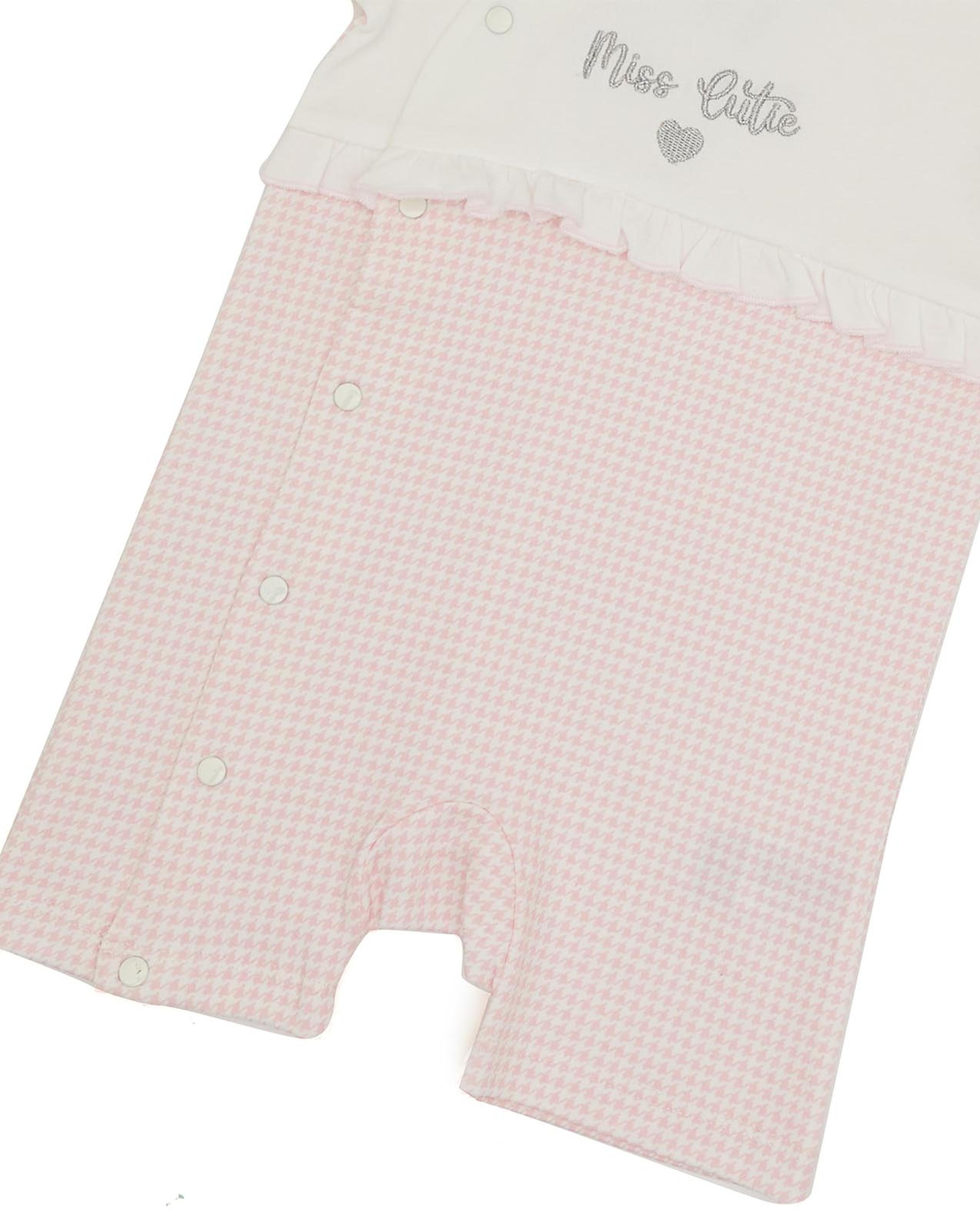 Checkered Romper with Baby Collar and Cap Sleeves