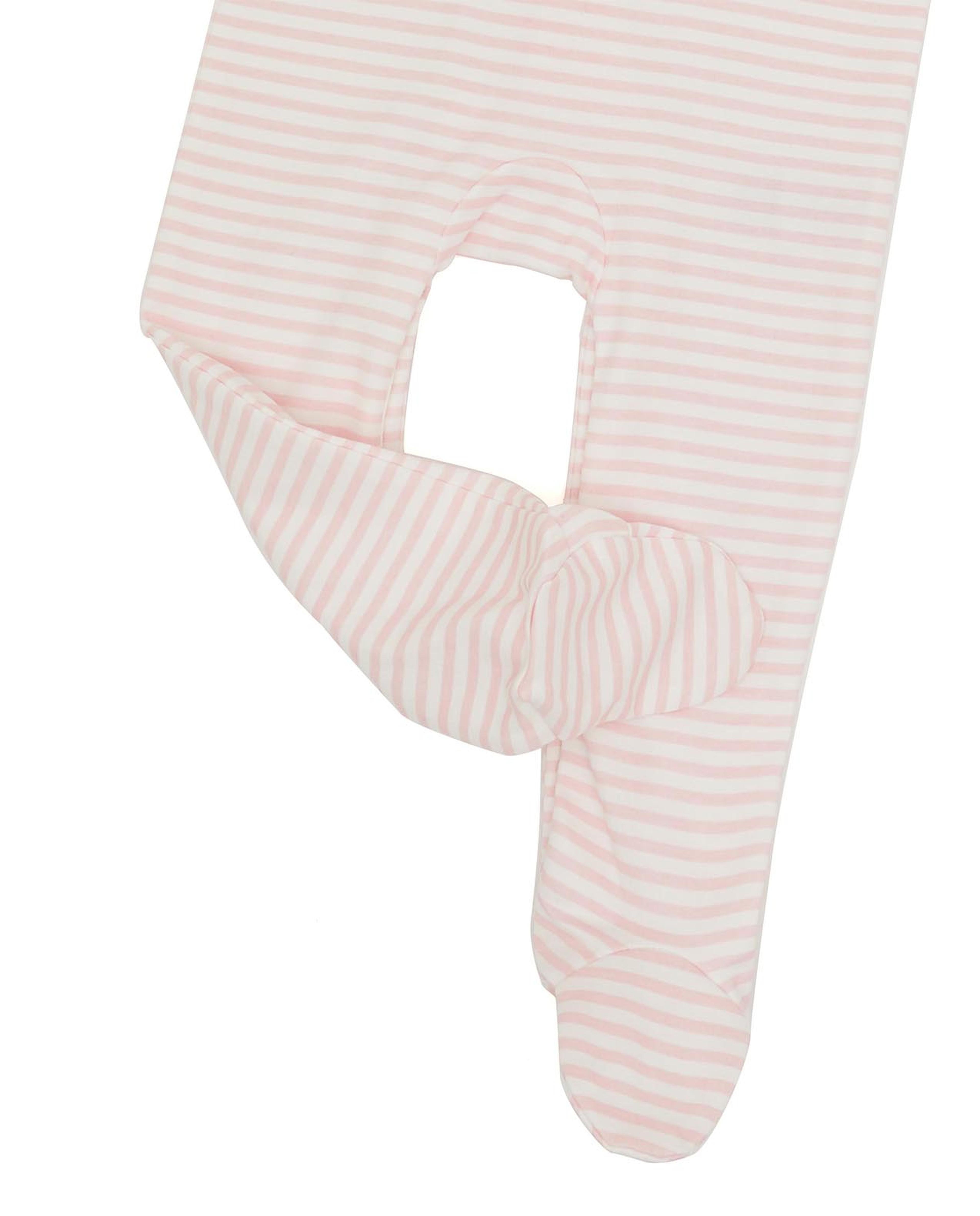 Striped Footed Sleepsuit with Baby Collar