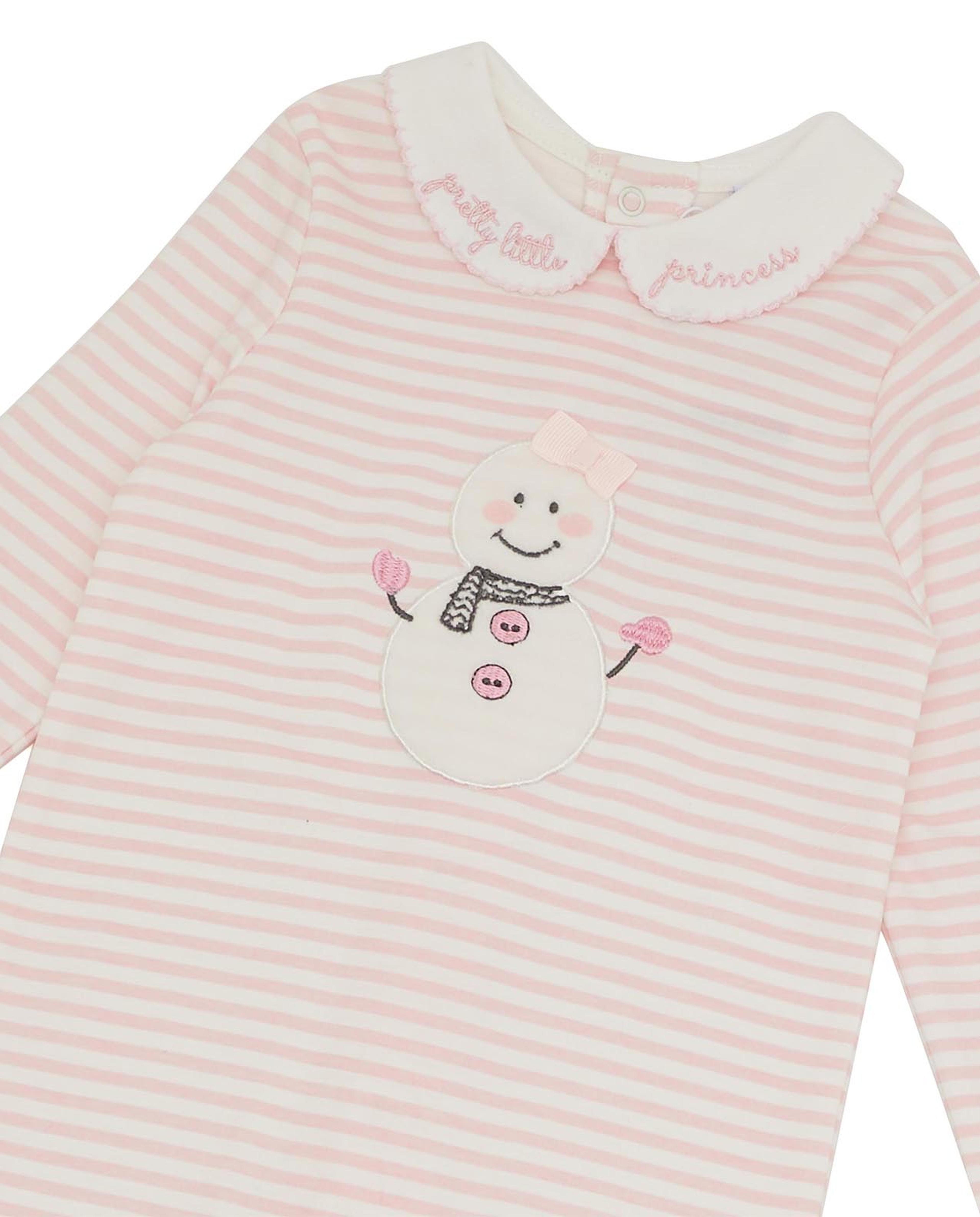 Striped Footed Sleepsuit with Baby Collar
