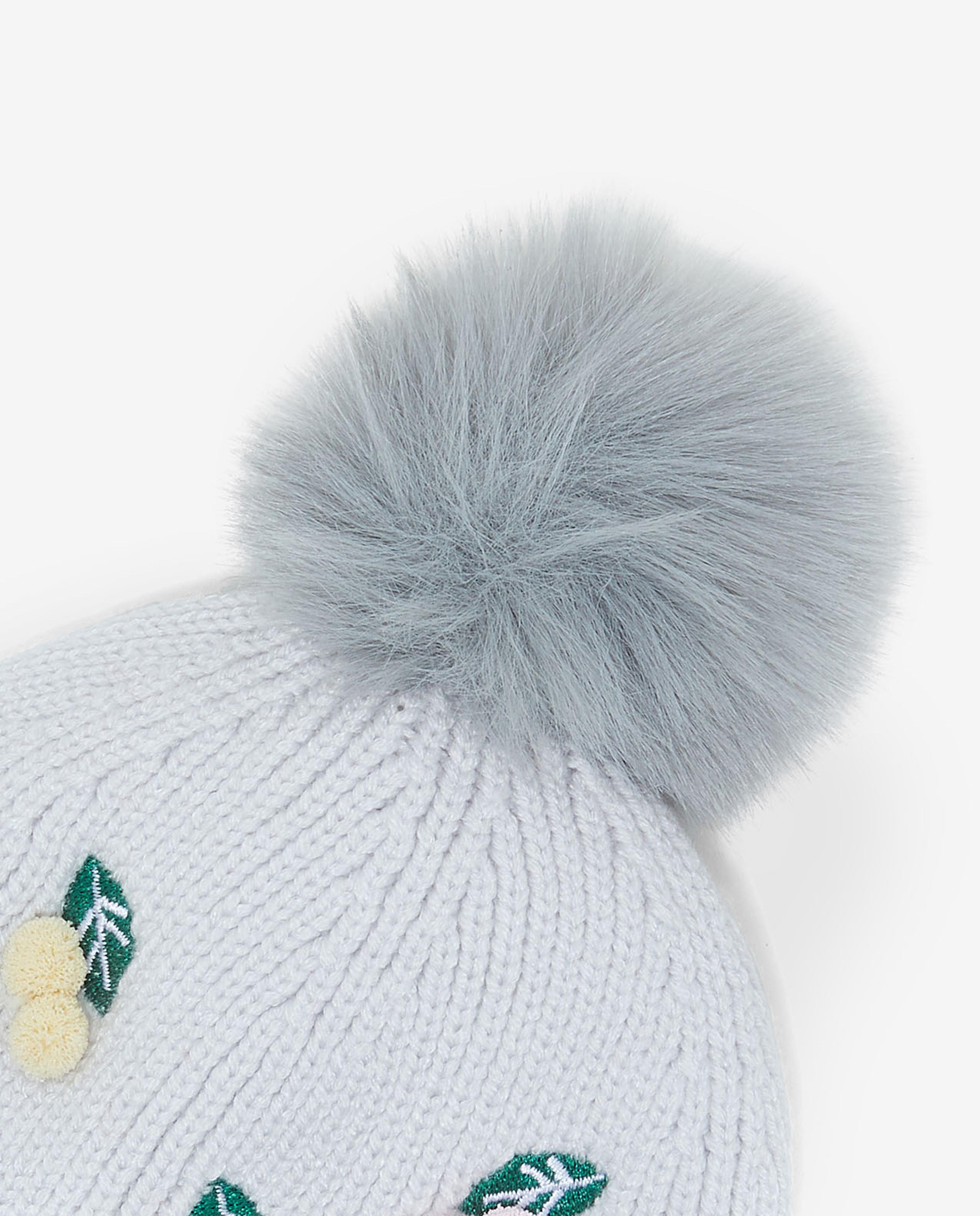 Embroidered Pom-Pom Beanie Cap