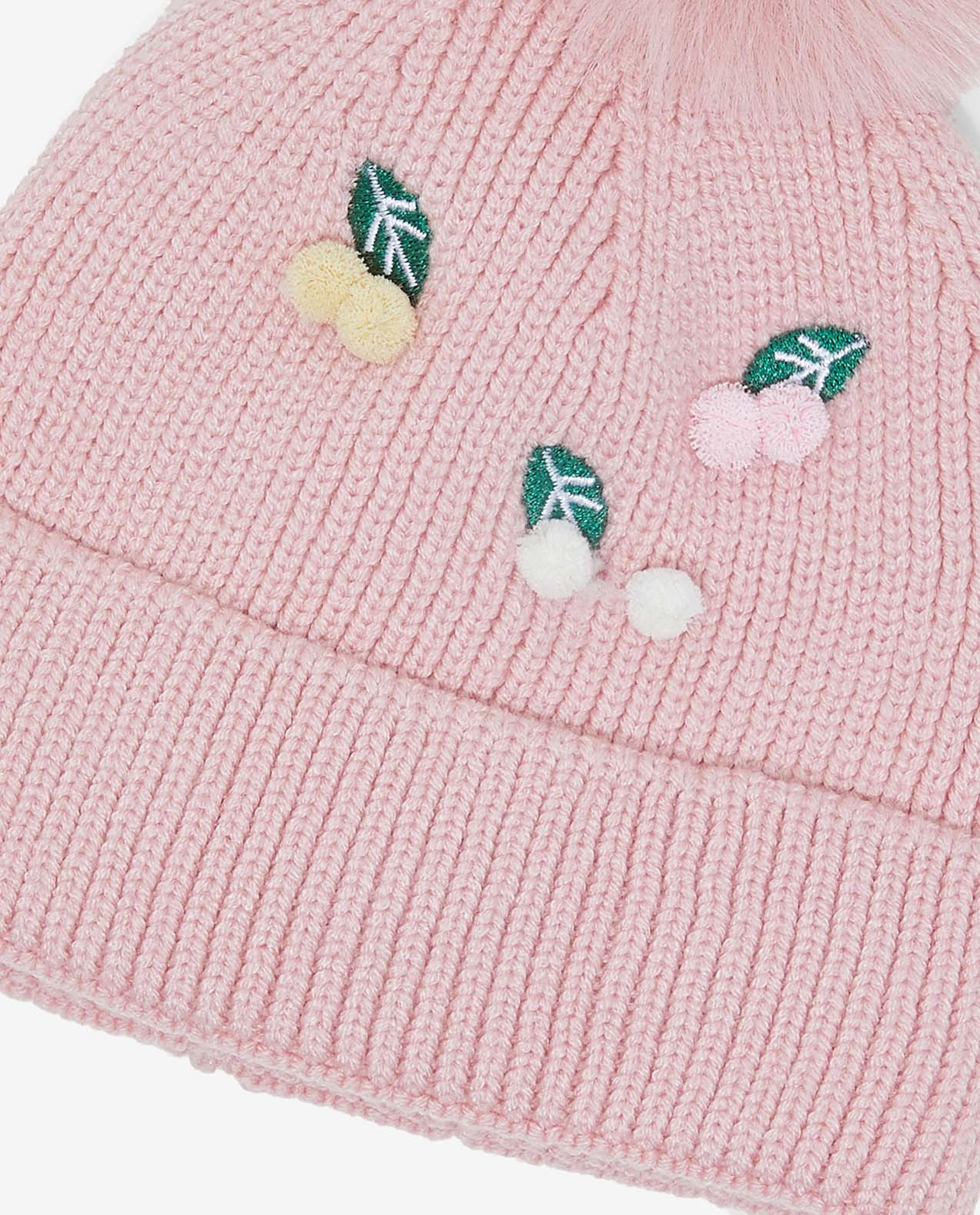 Embroidered Pom-Pom Beanie Cap