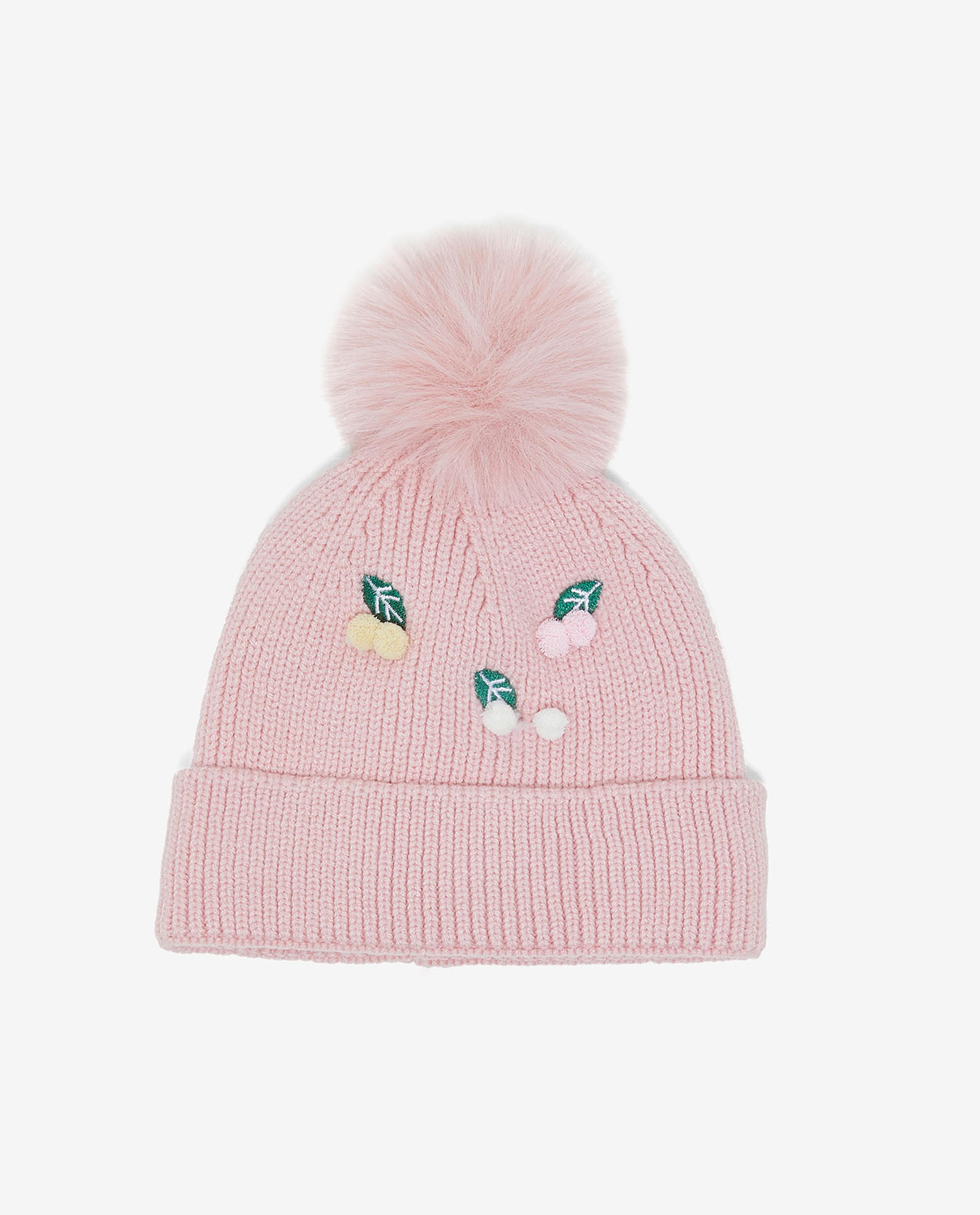 Embroidered Pom-Pom Beanie Cap