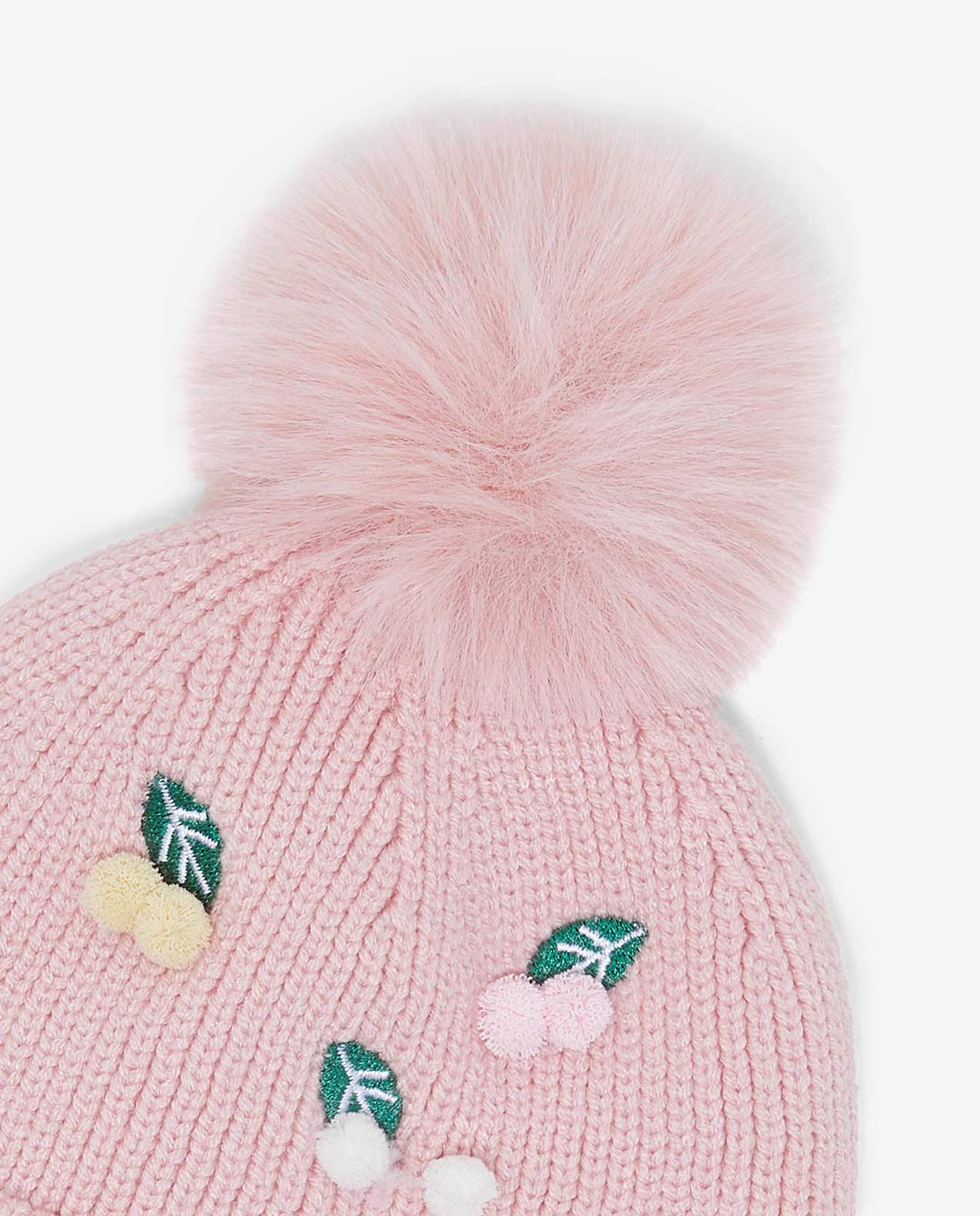 Embroidered Pom-Pom Beanie Cap