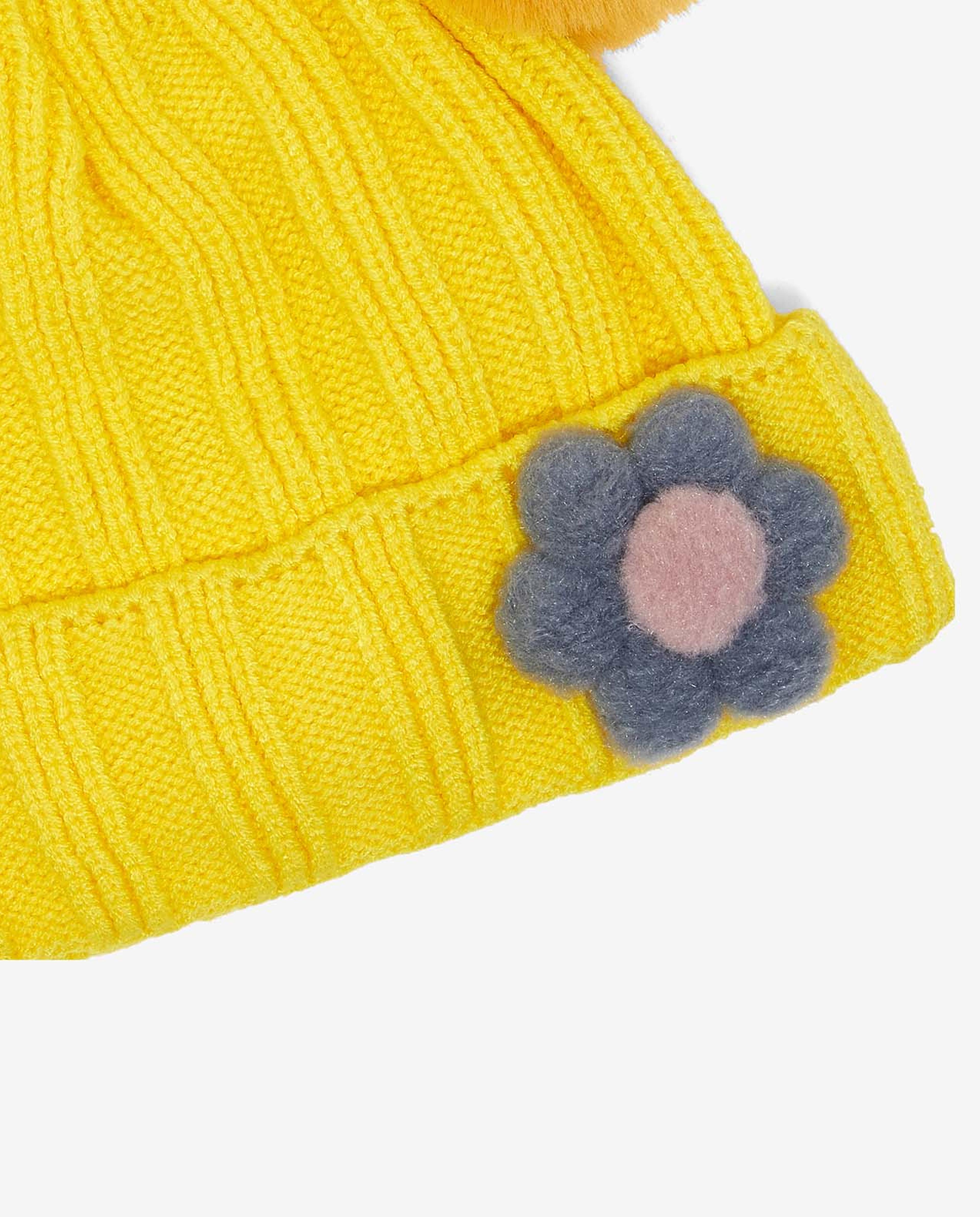Embroidered Knitted Pom-Pom Beanie Cap