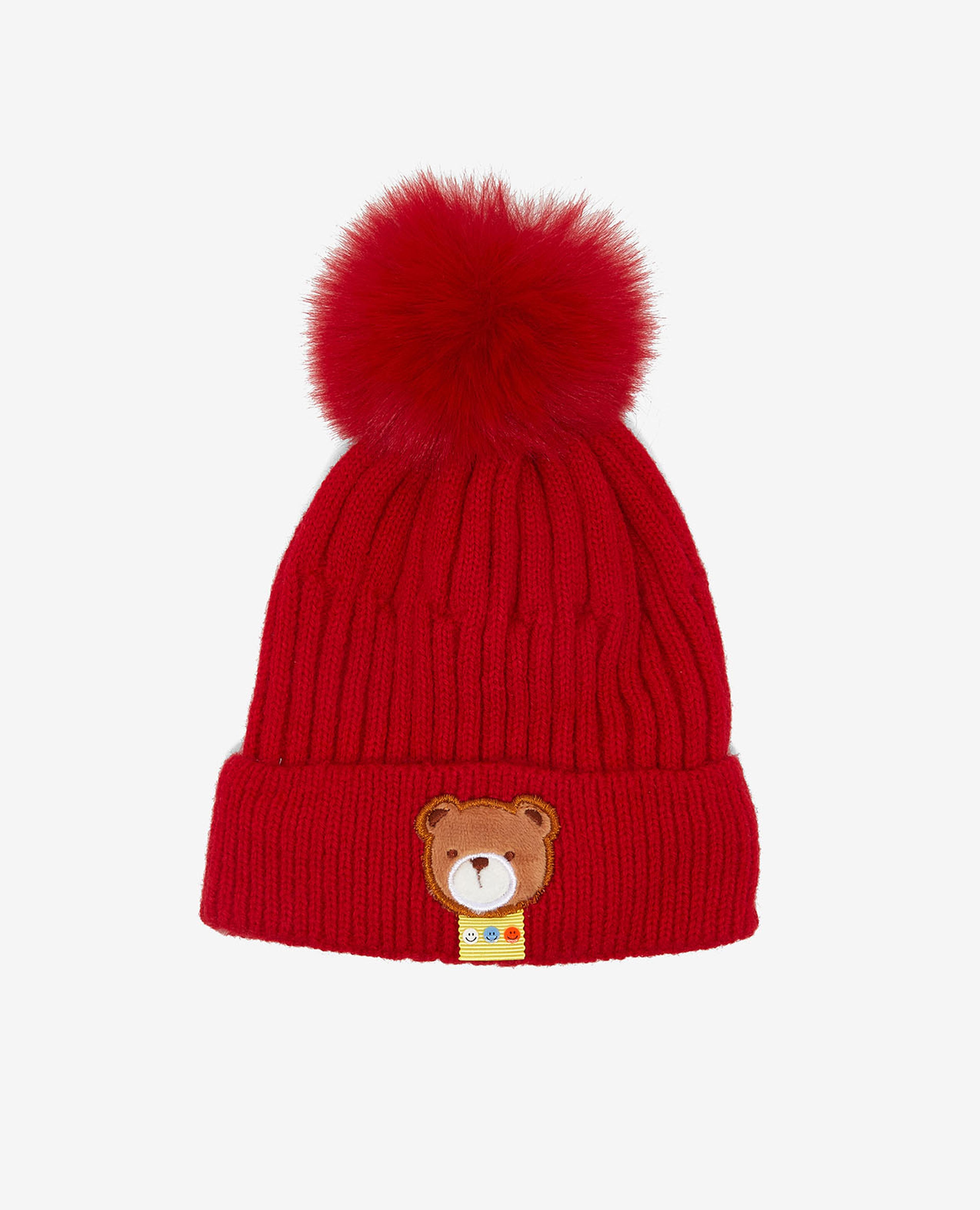 Embroidered Knitted Pom-Pom Beanie Cap