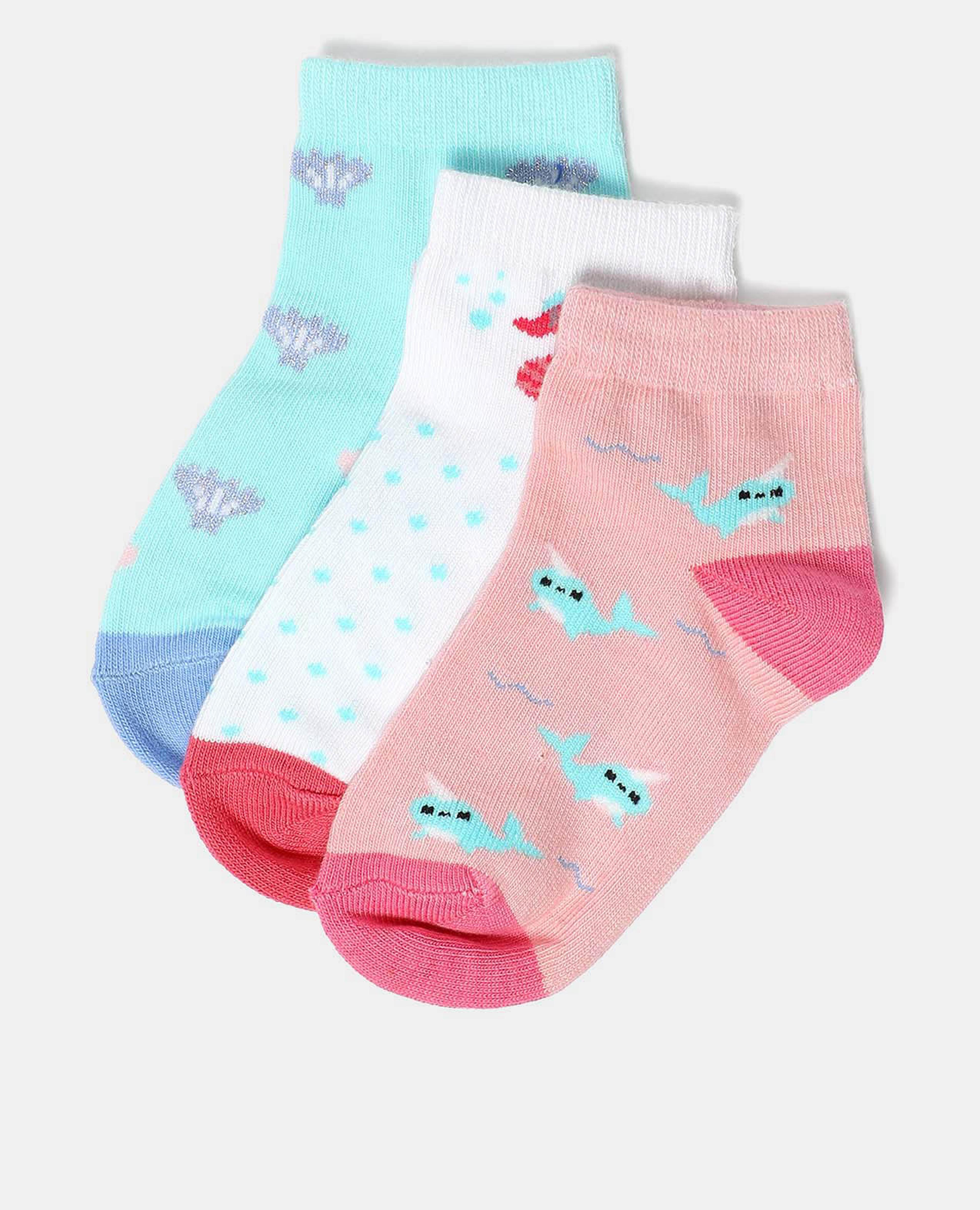 Set of 3 Printed Ankle-Length Socks