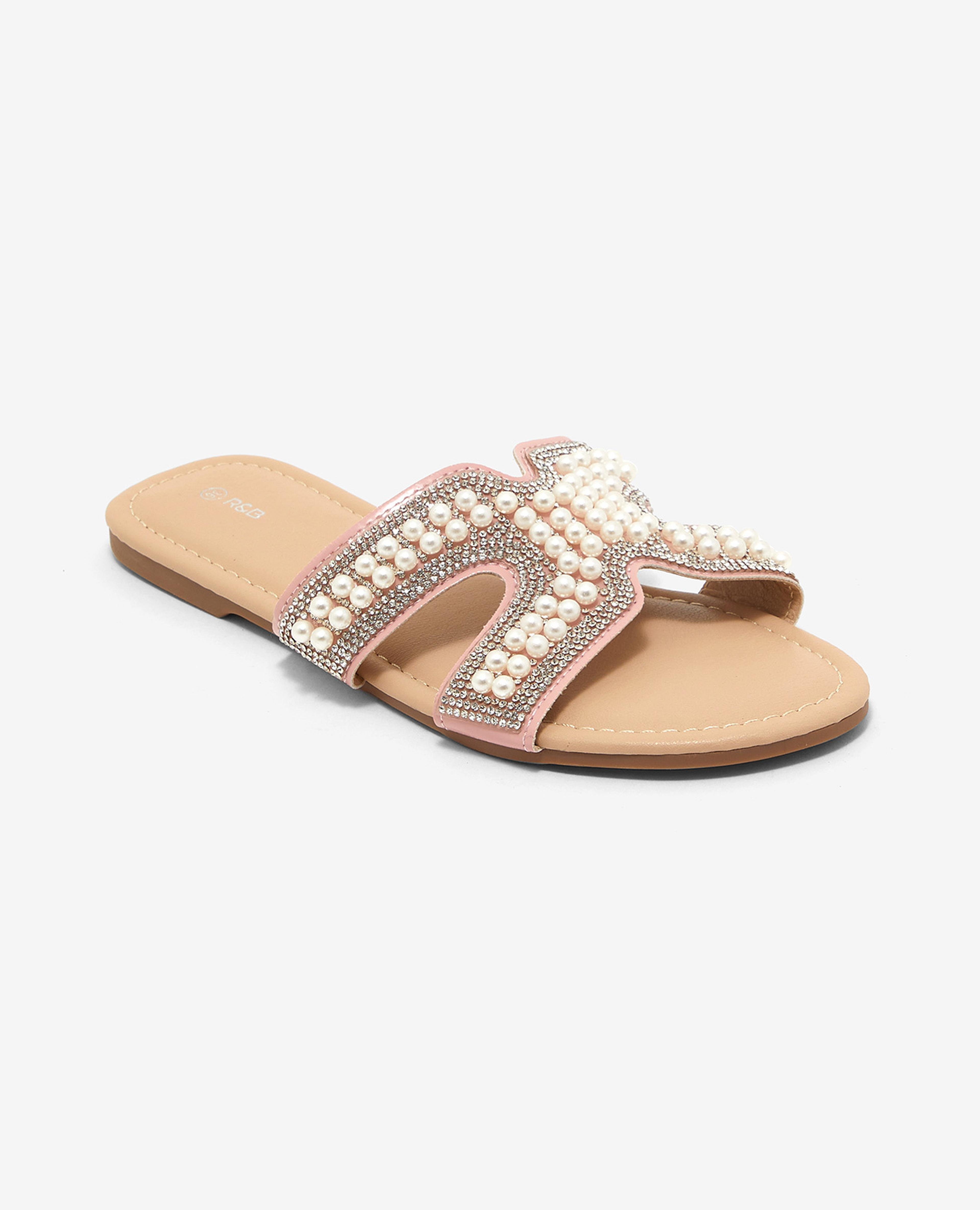 Embellished Open-Toe Flat Sandals