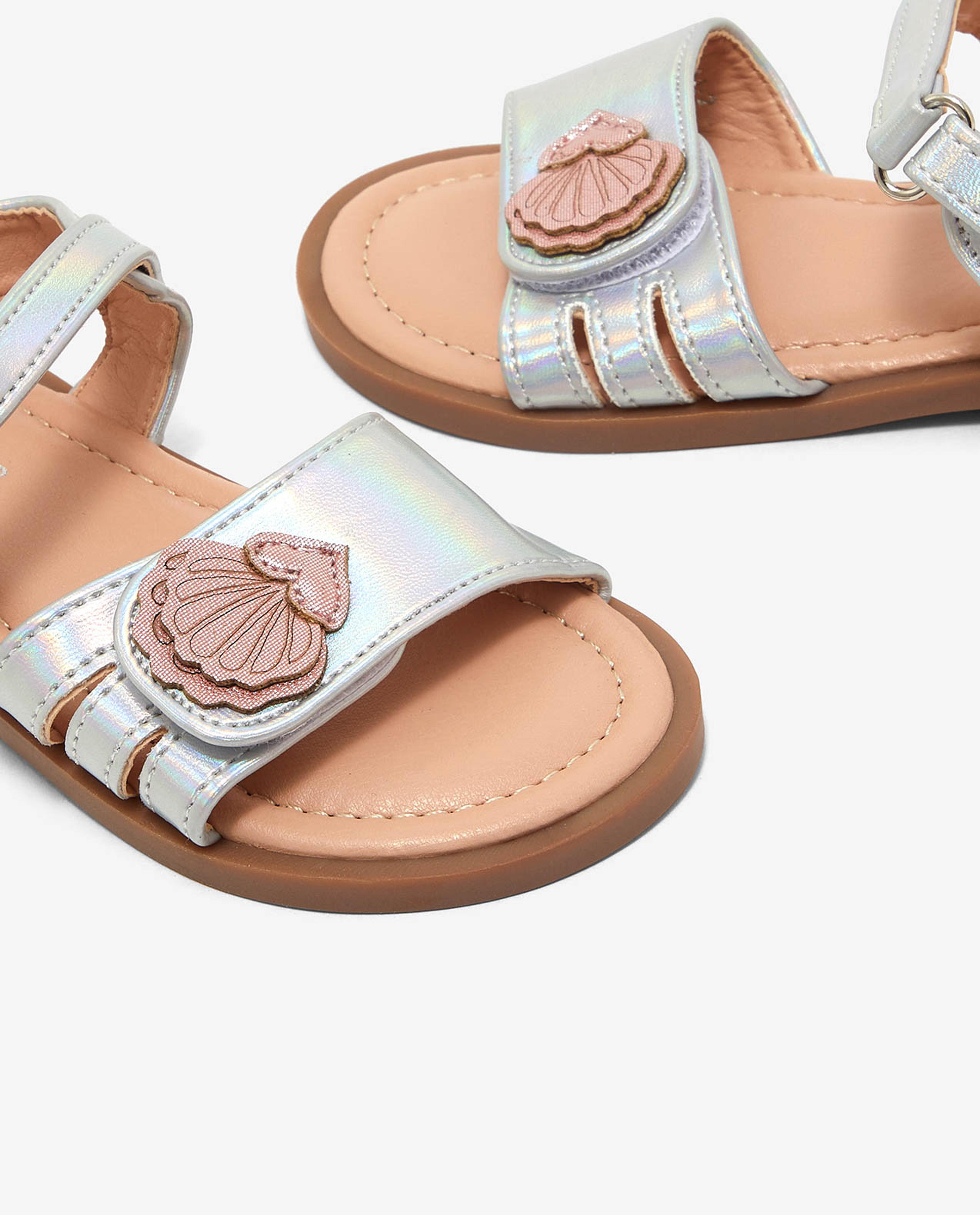 Shimmer Open Toe Sandals with Velcro Closure
