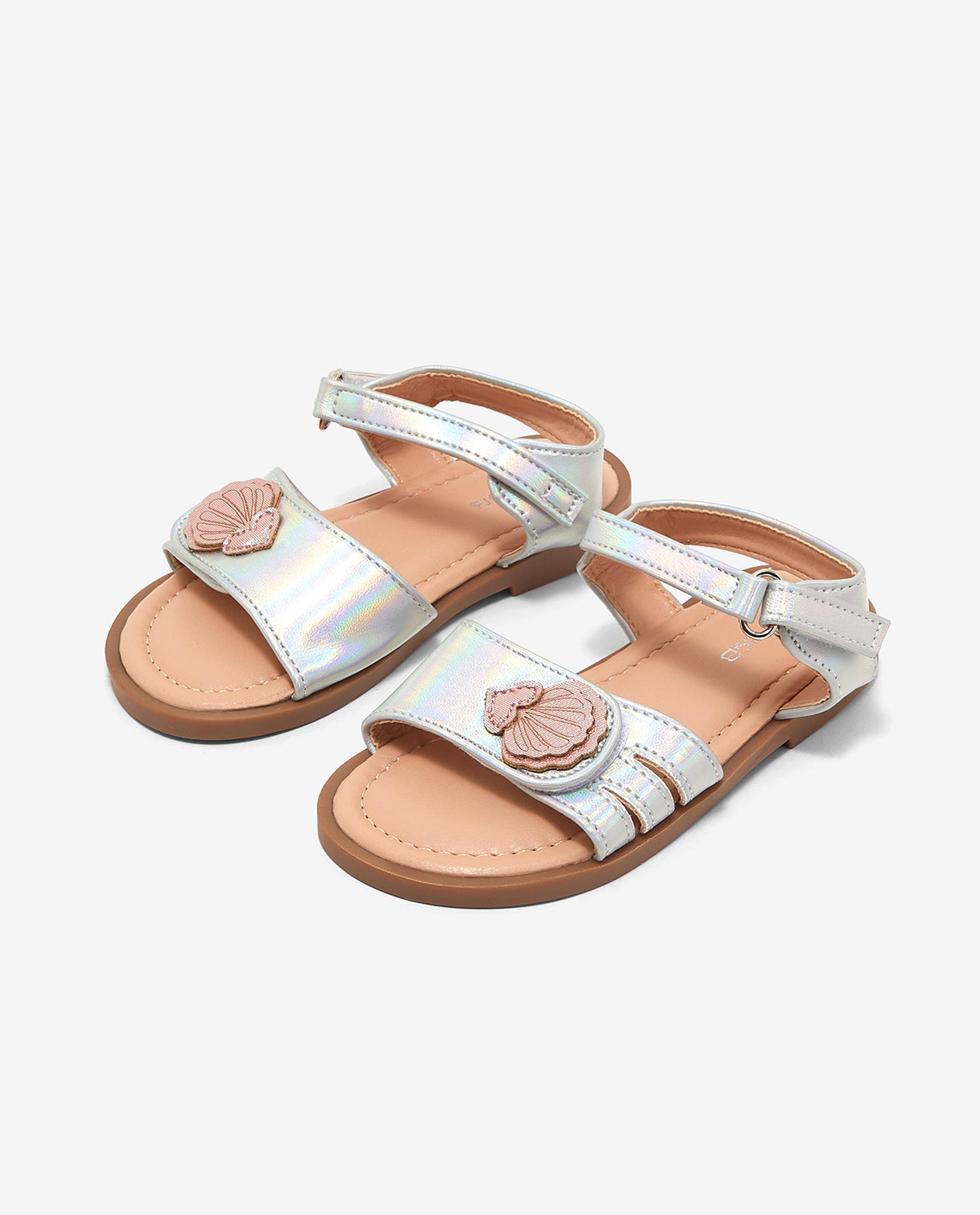 Shimmer Open Toe Sandals with Velcro Closure