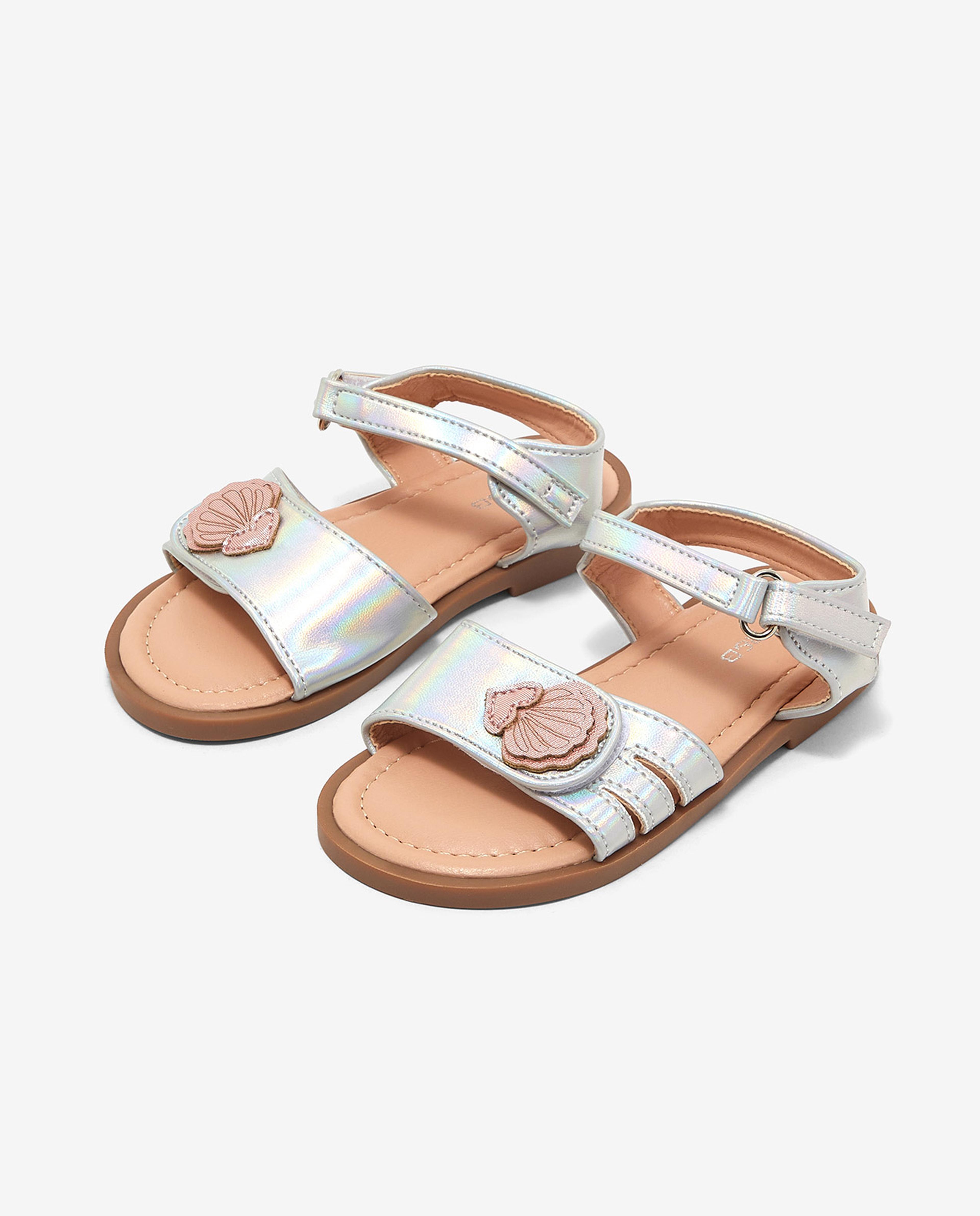Shimmer Open Toe Sandals with Velcro Closure