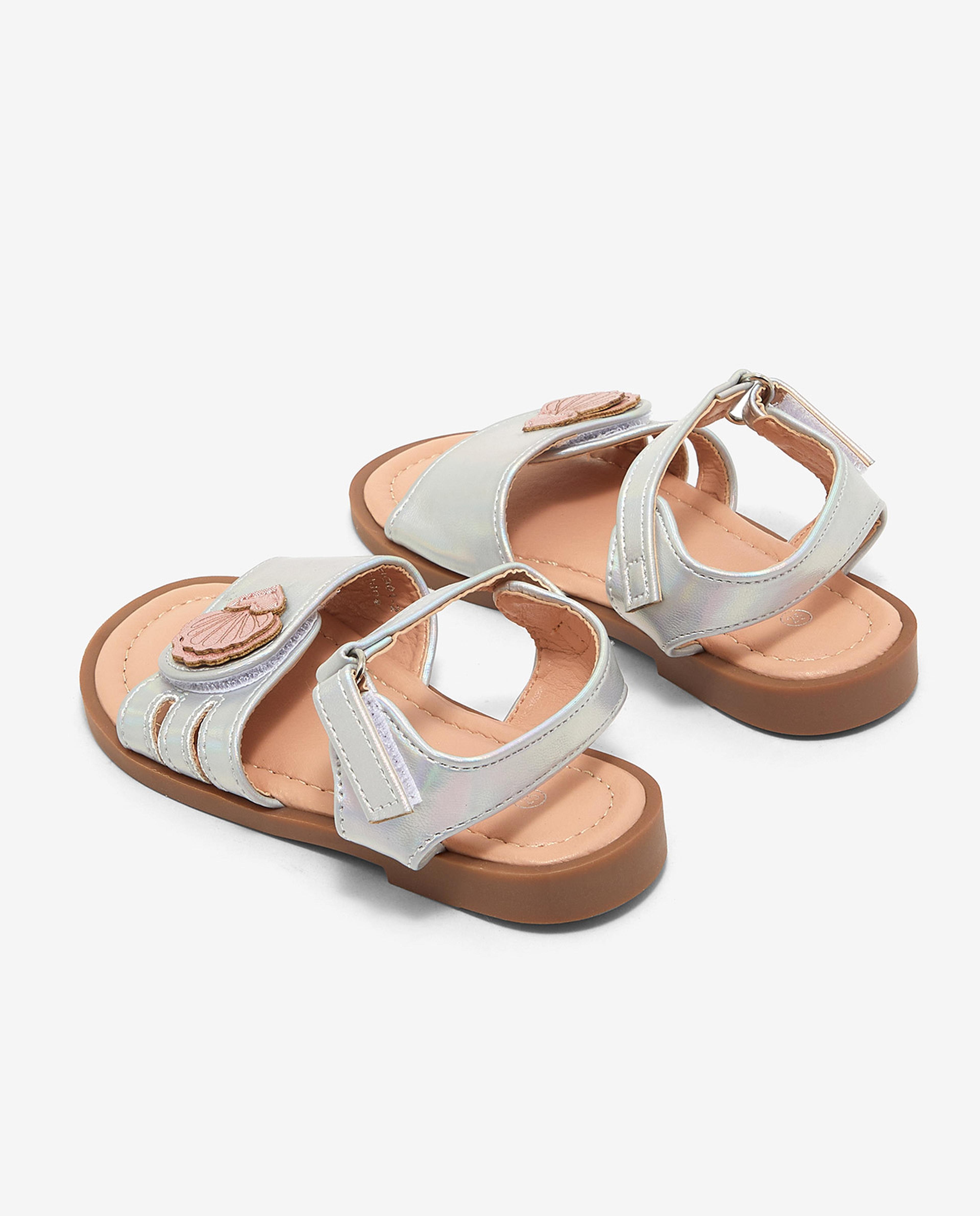 Shimmer Open Toe Sandals with Velcro Closure