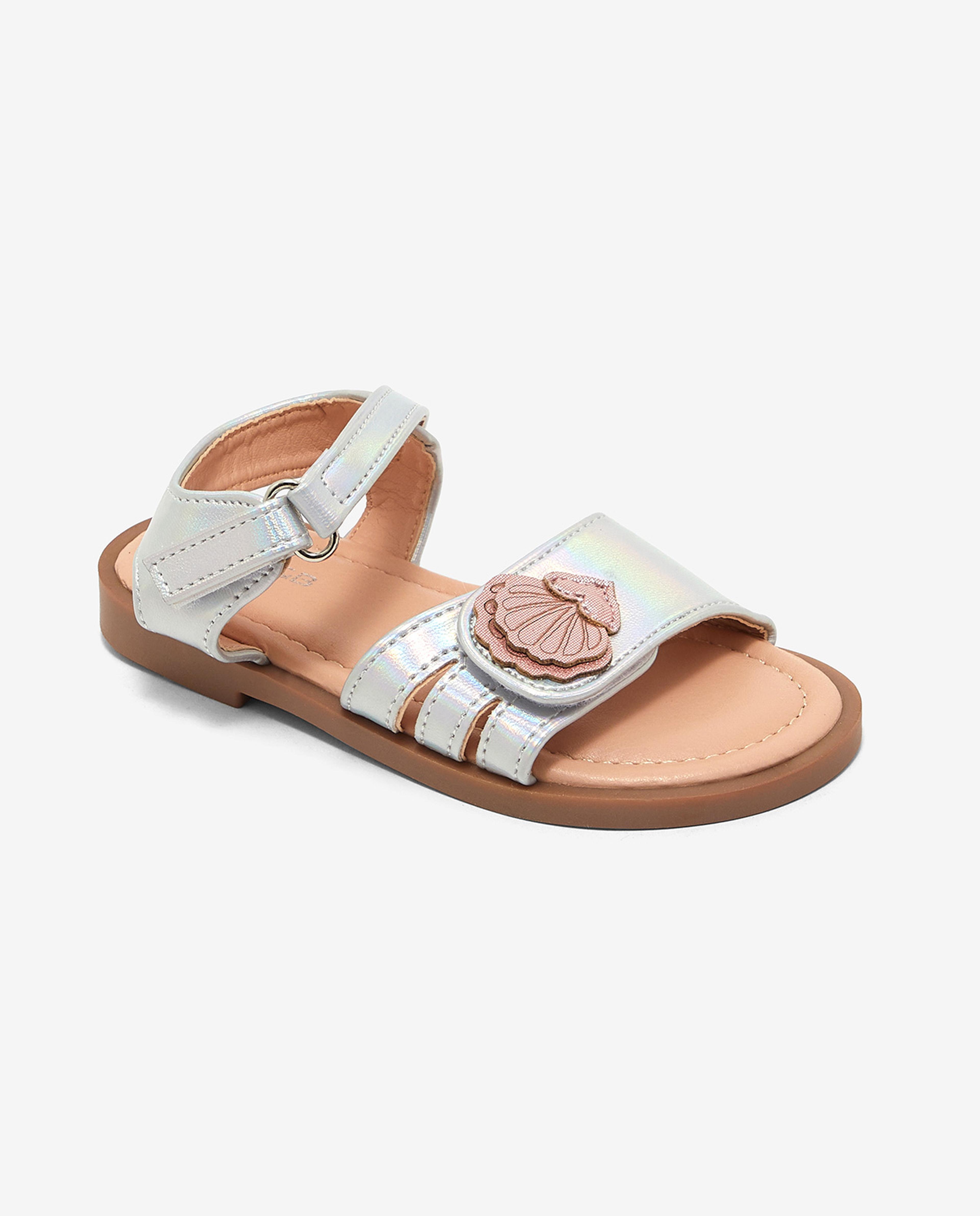Shimmer Open Toe Sandals with Velcro Closure