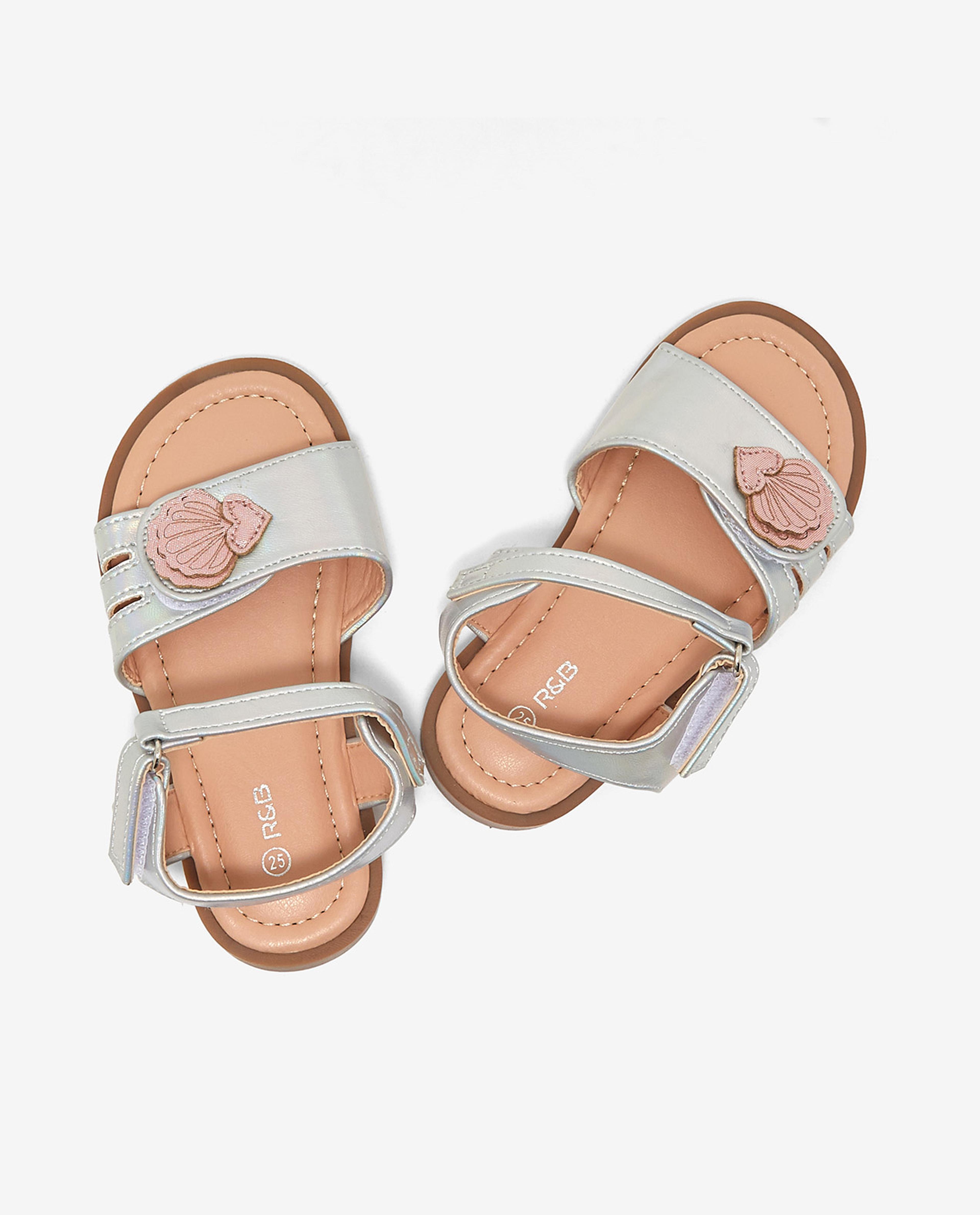 Shimmer Open Toe Sandals with Velcro Closure