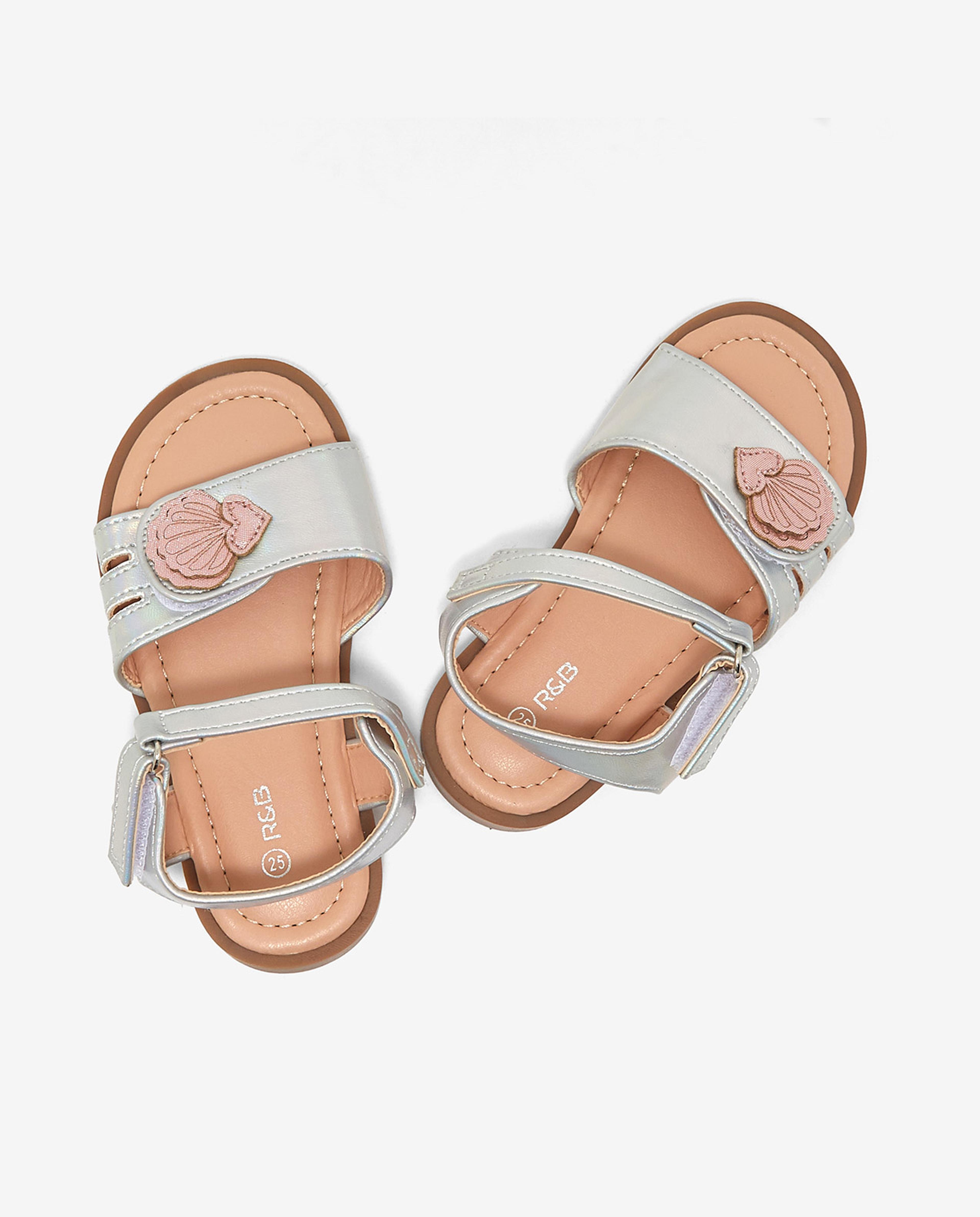 Shimmer Open Toe Sandals with Velcro Closure