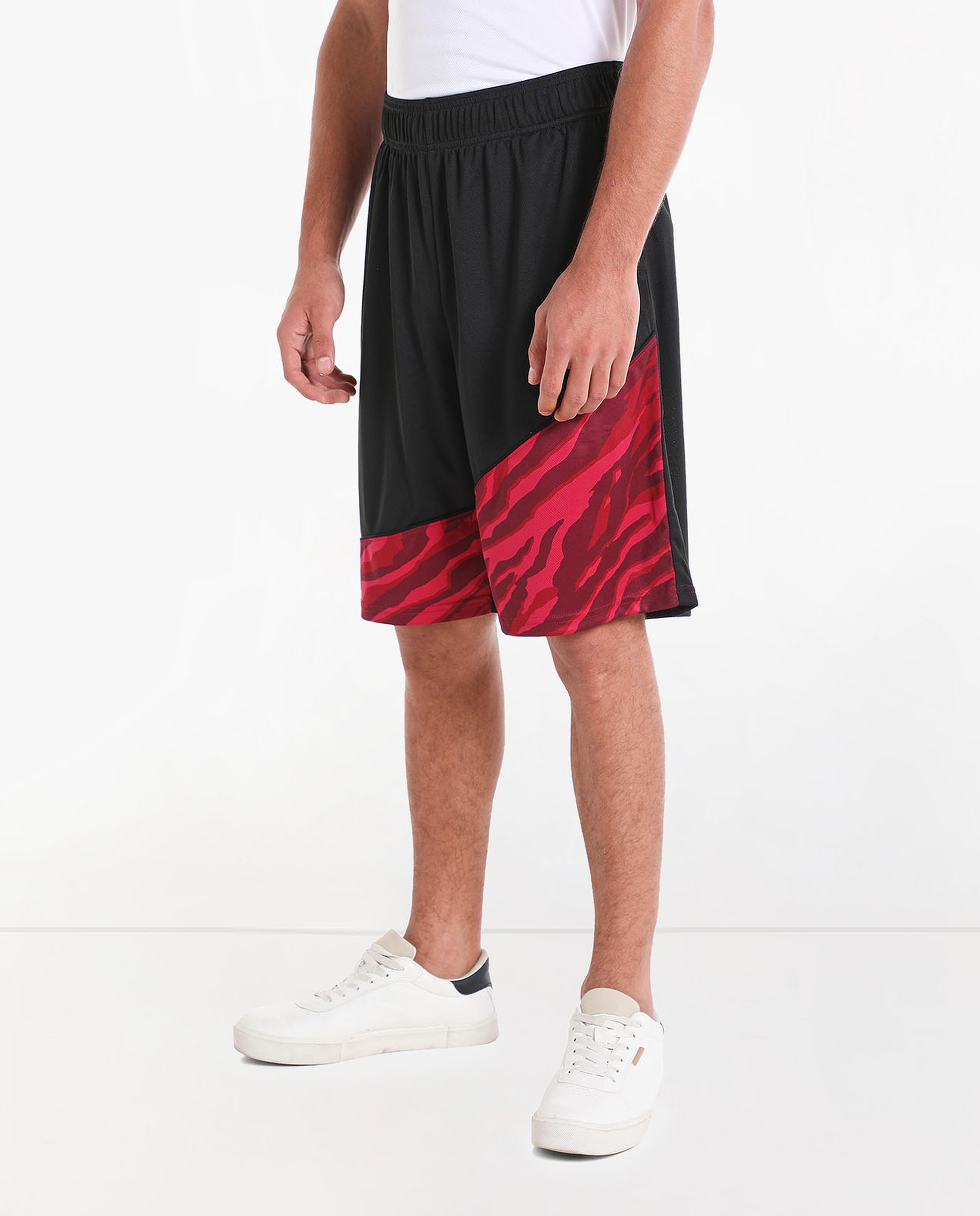 Printed Mid-Rise Active Shorts With Drawstring Closure