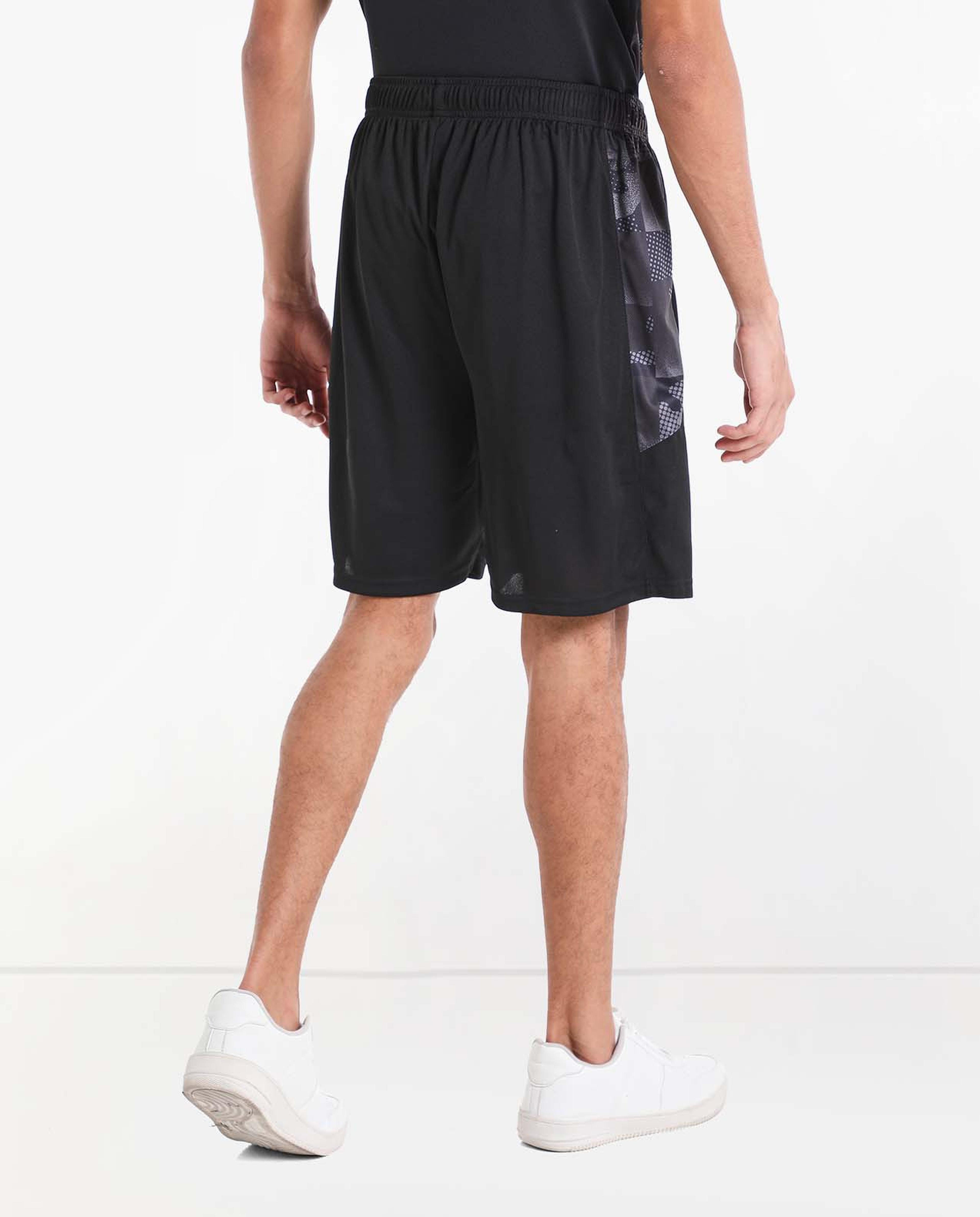 Side Striped Mid-Rise Active Shorts With Drawstring Closure