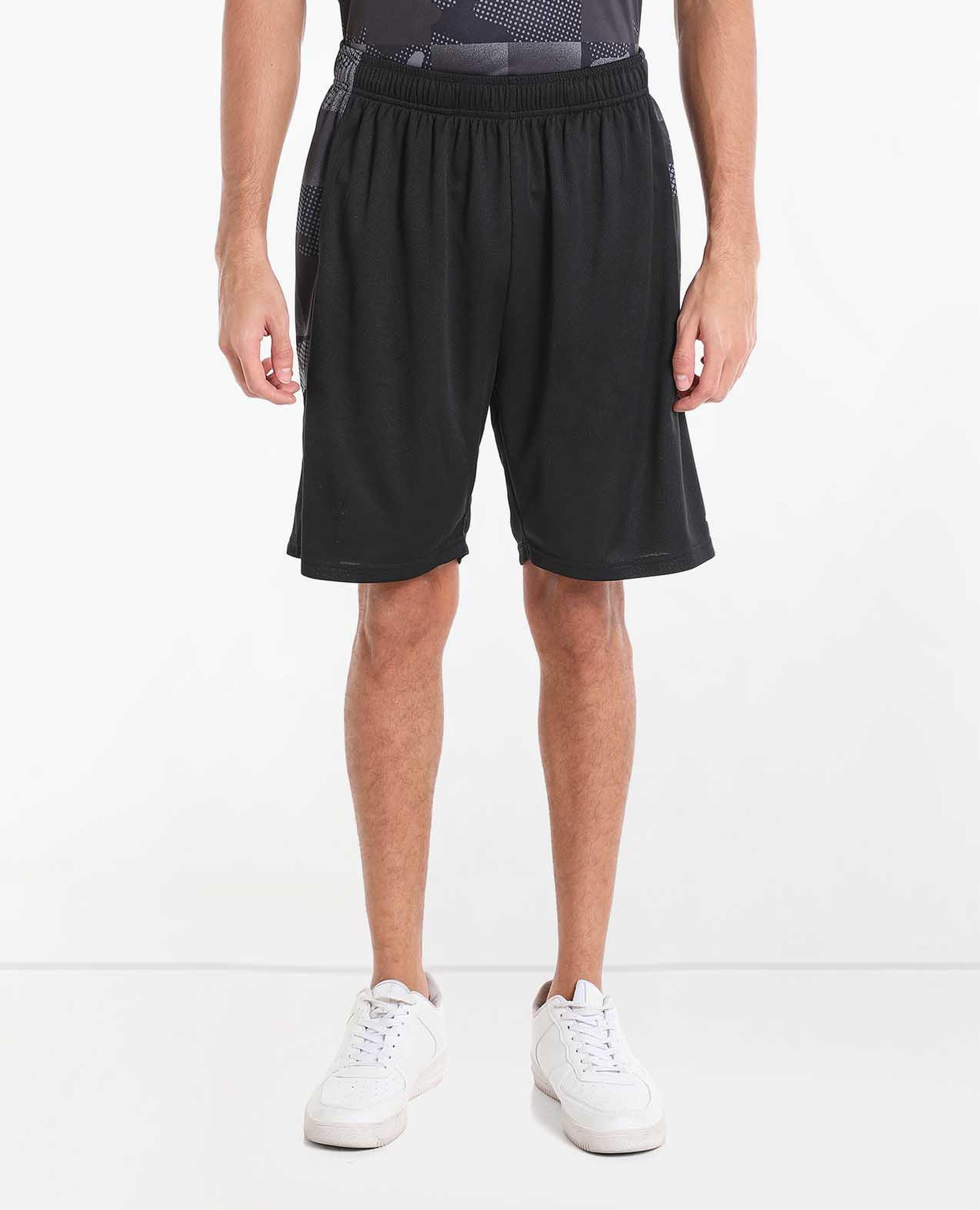 Side Striped Mid-Rise Active Shorts With Drawstring Closure