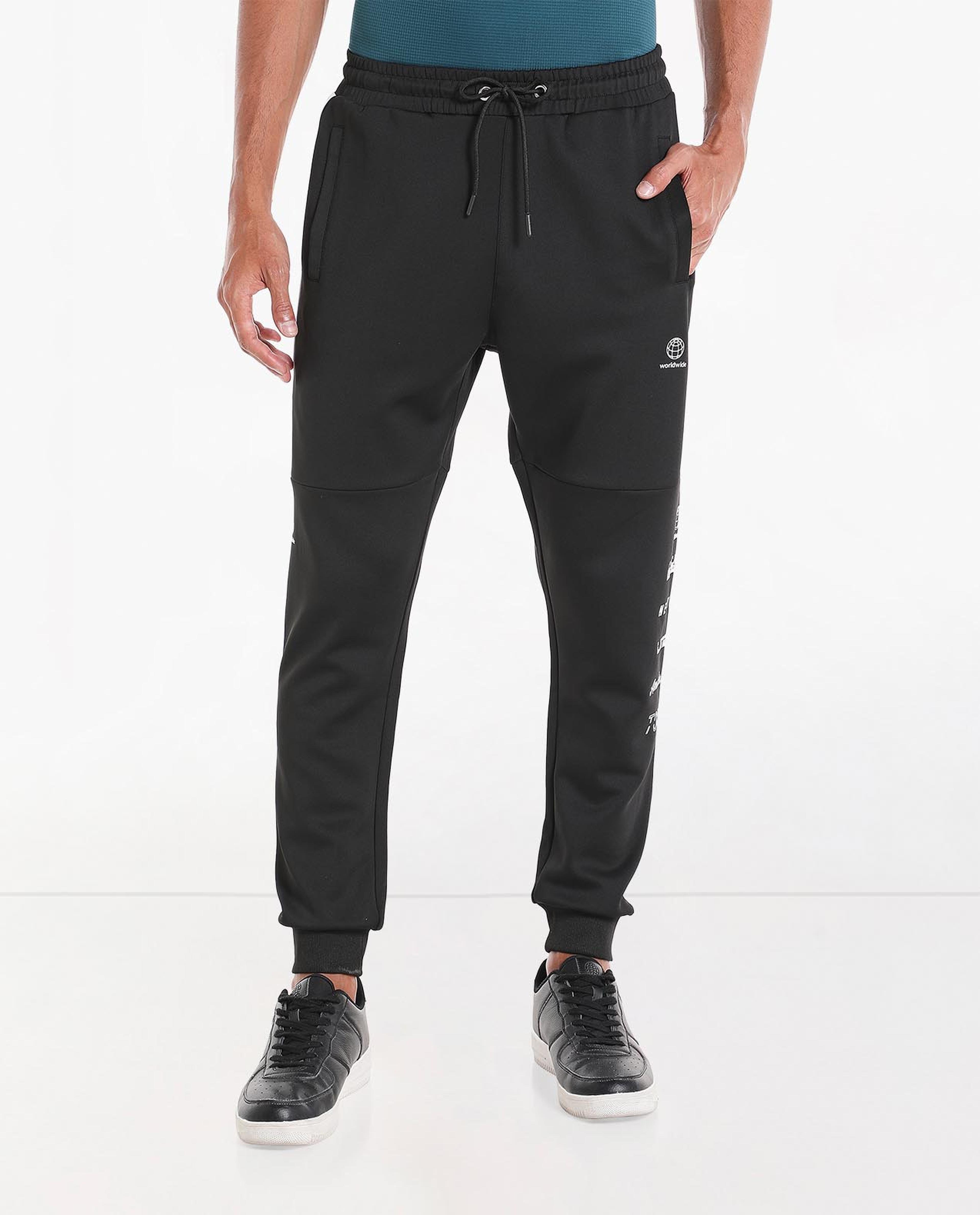 Solid Track Pants with Elasticated Drawstring Waist