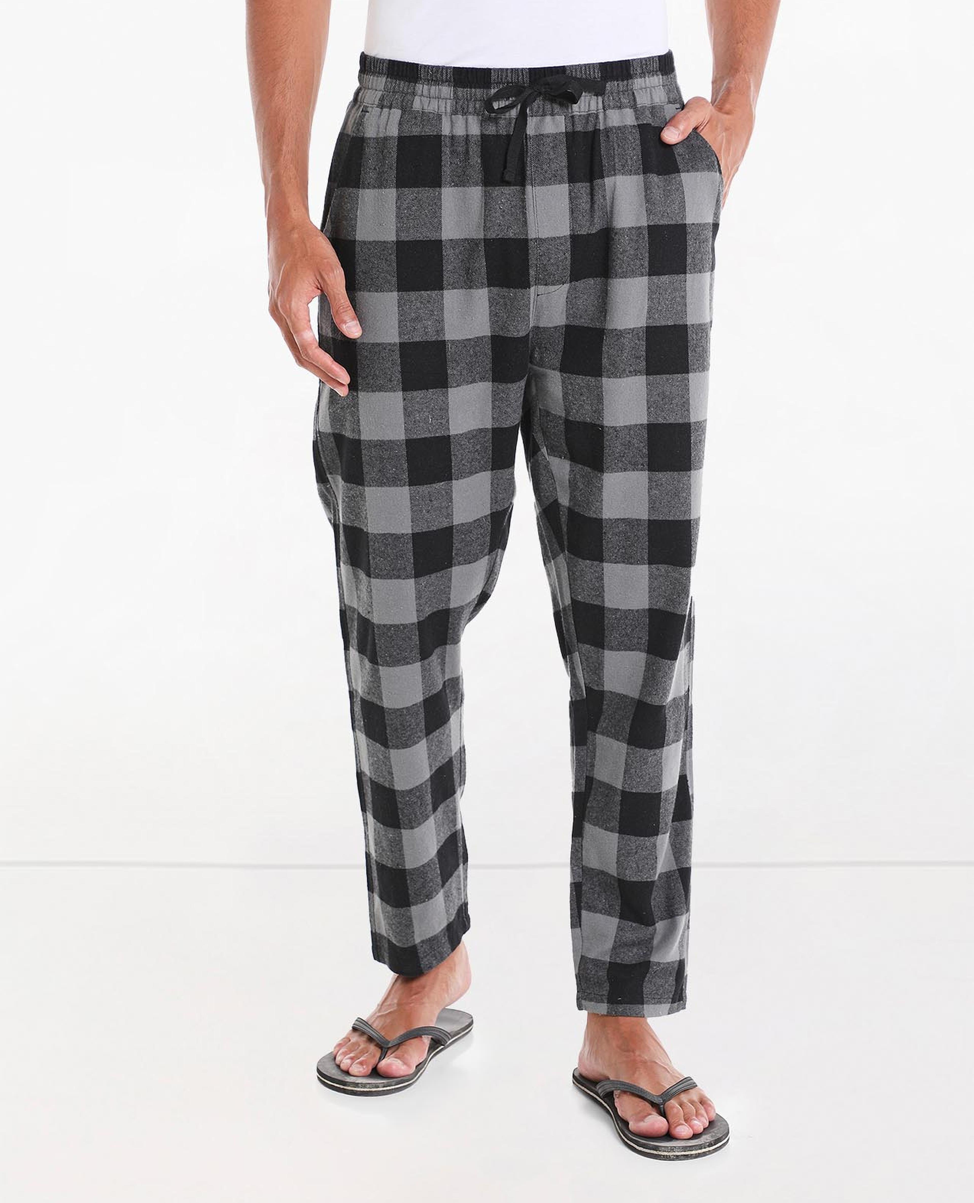 Checkered Lounge Pants with Elasticated Drawstring Waist