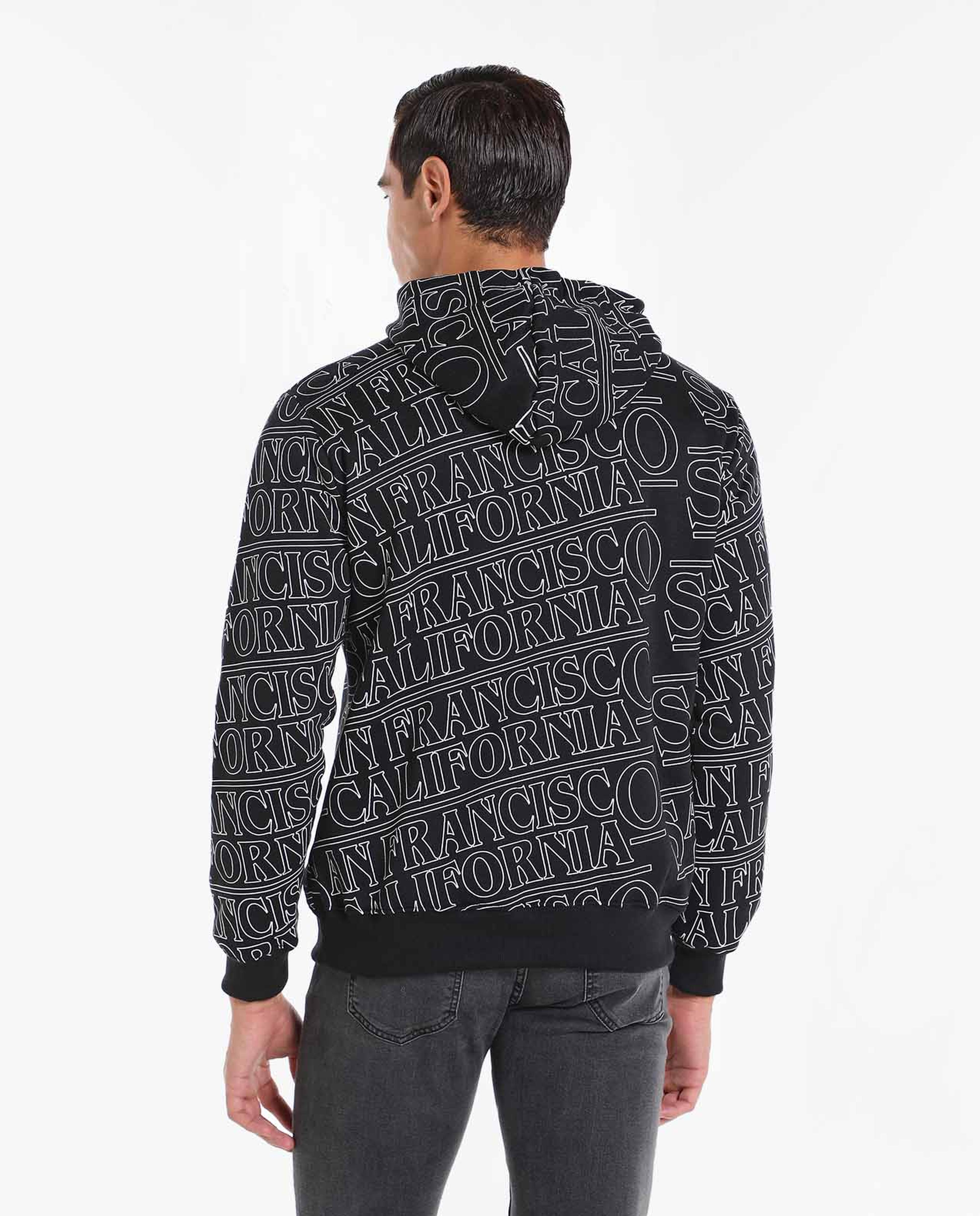 Printed Sweatshirt with Hood and Long Sleeves