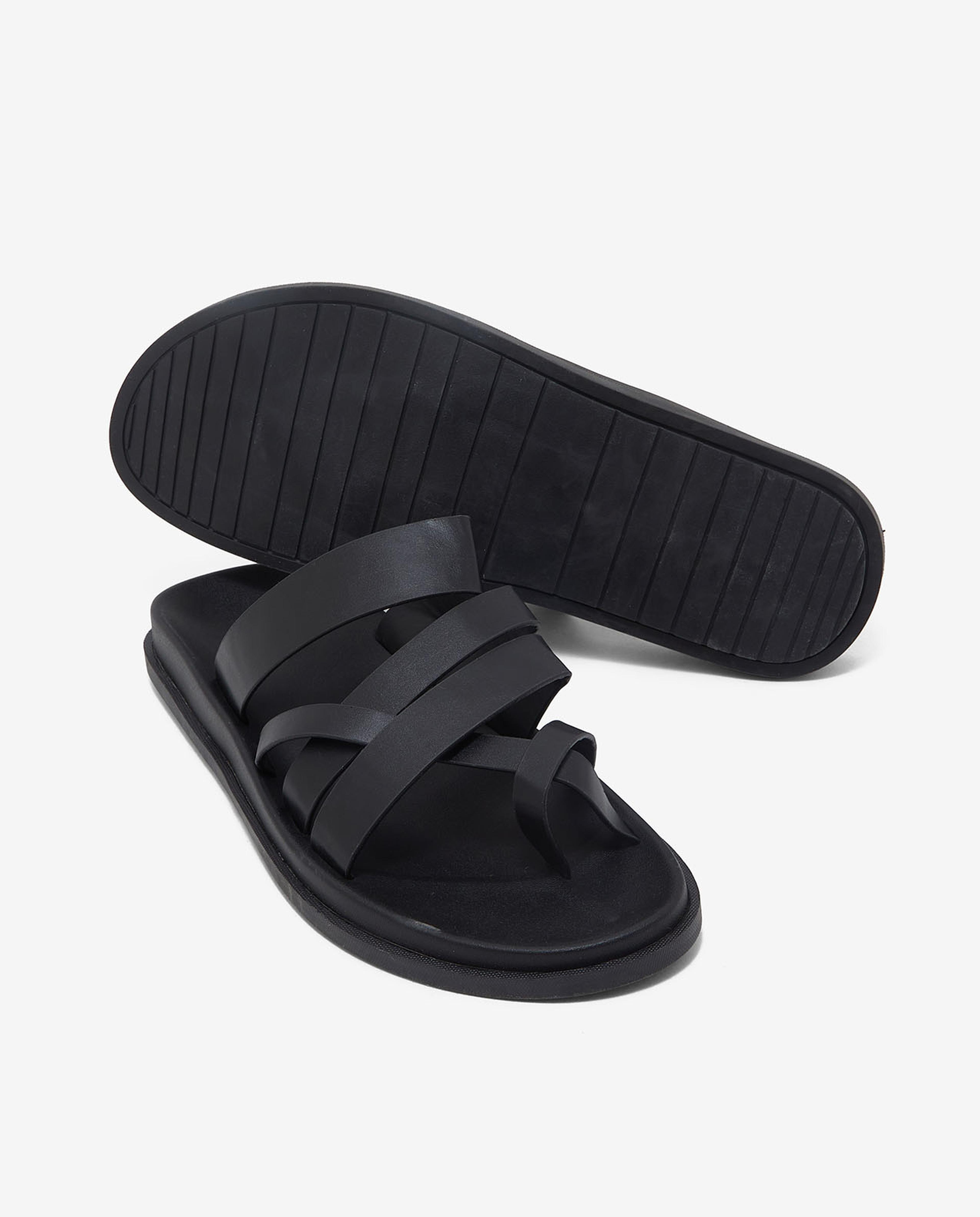Solid Slip On Open-Toe Sandals
