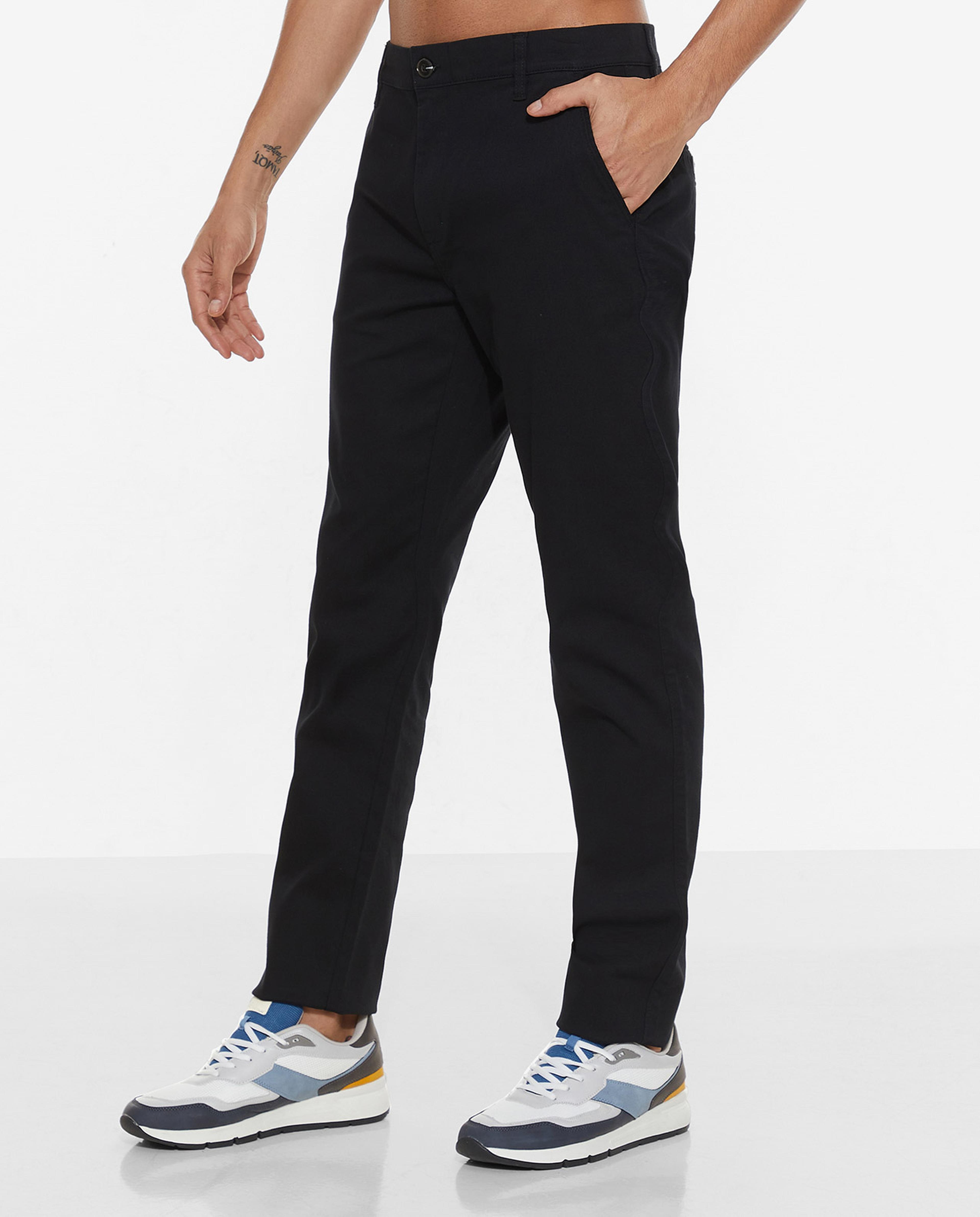 Solid Trousers with Button Closure