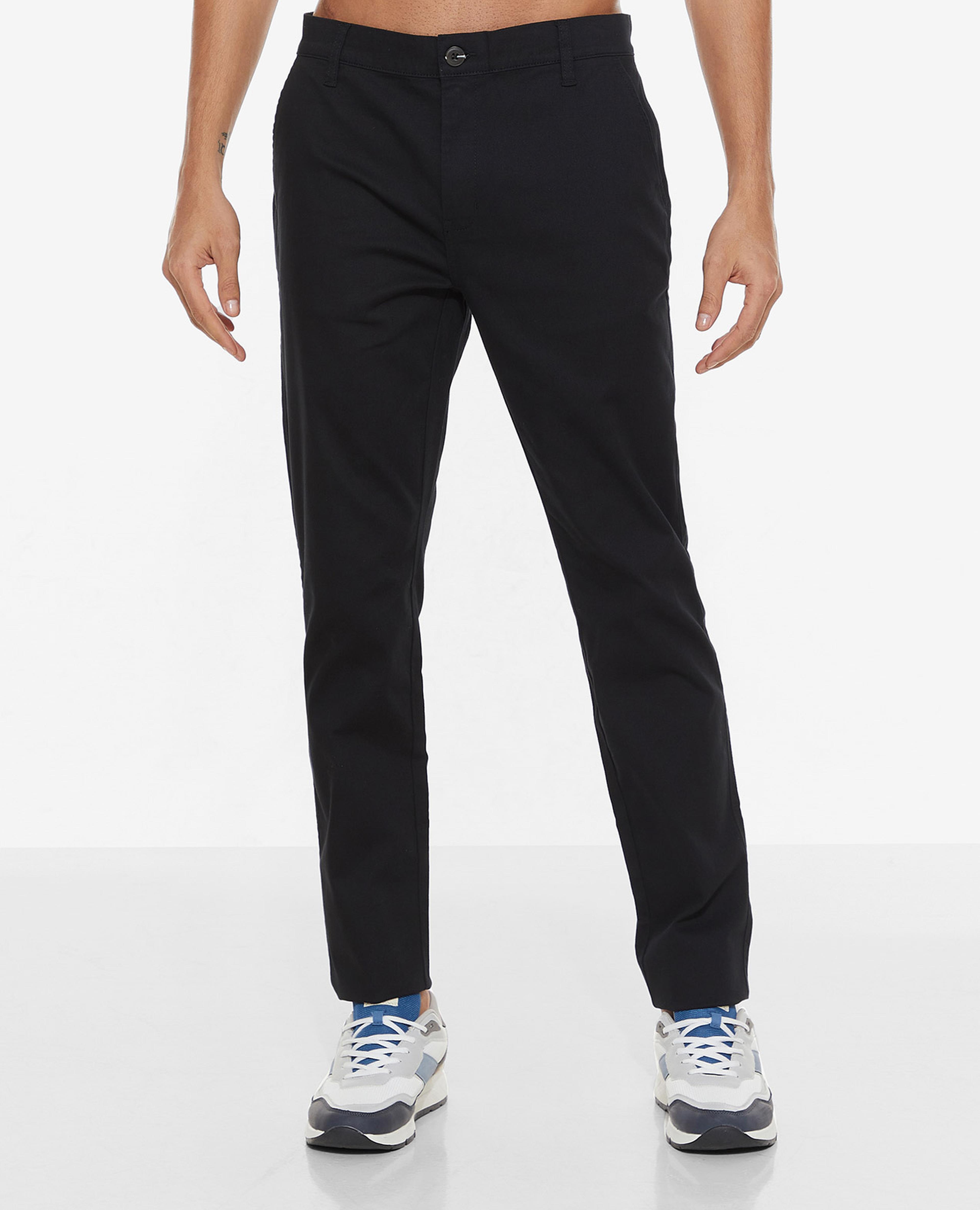 Solid Trousers with Button Closure