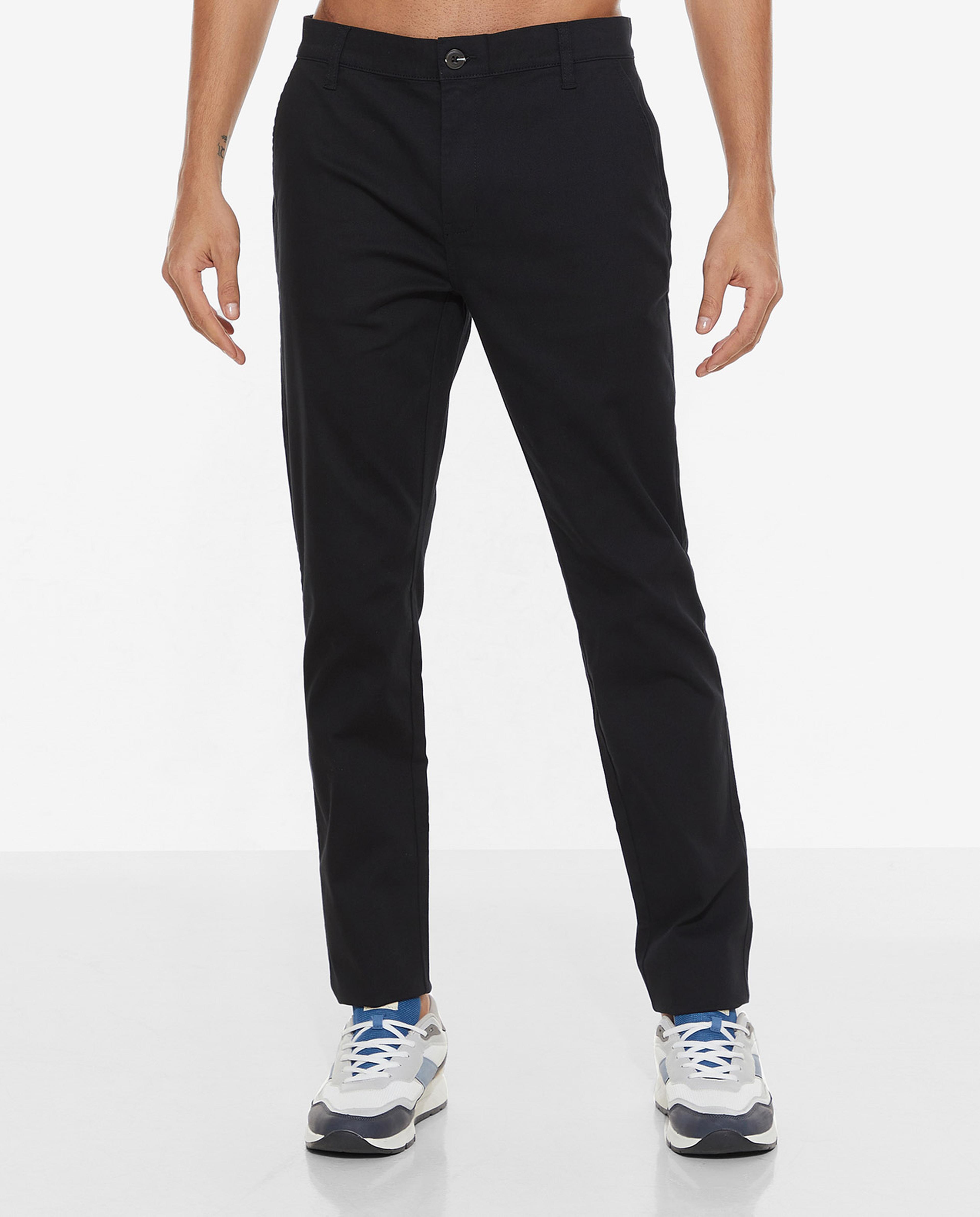 Solid Trousers with Button Closure