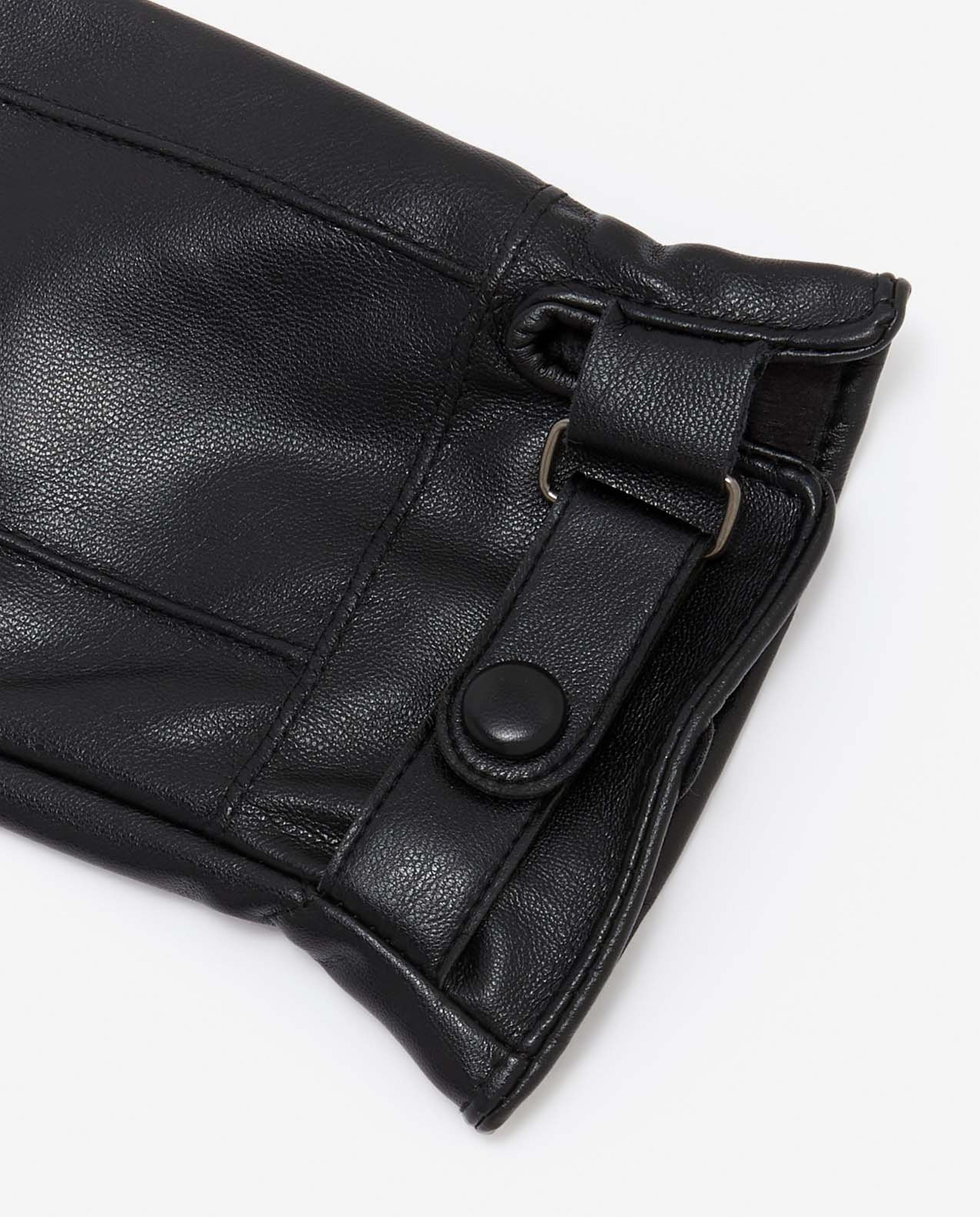 Buckle Detailed PU Leather Gloves