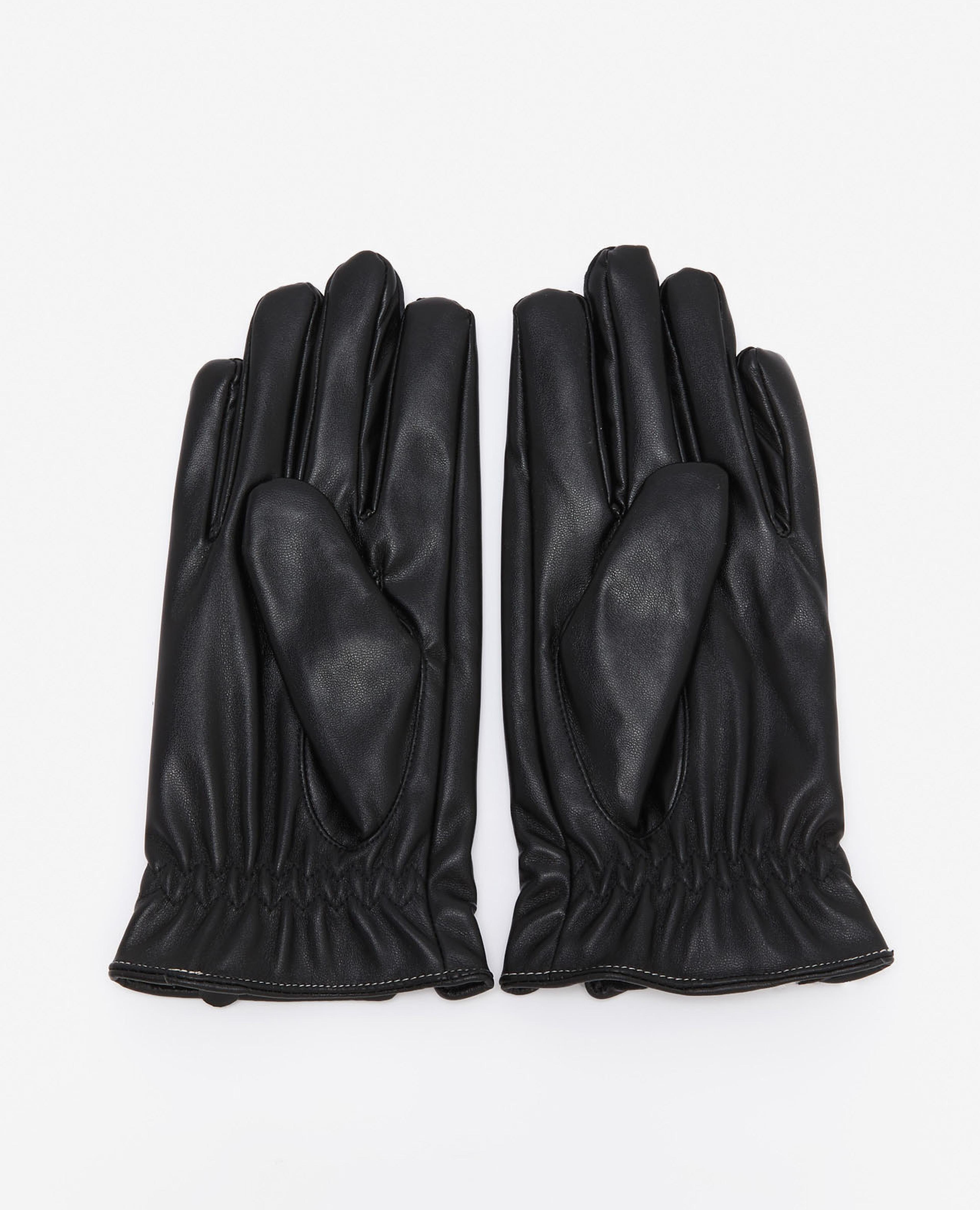 Buckle Detailed PU Leather Gloves