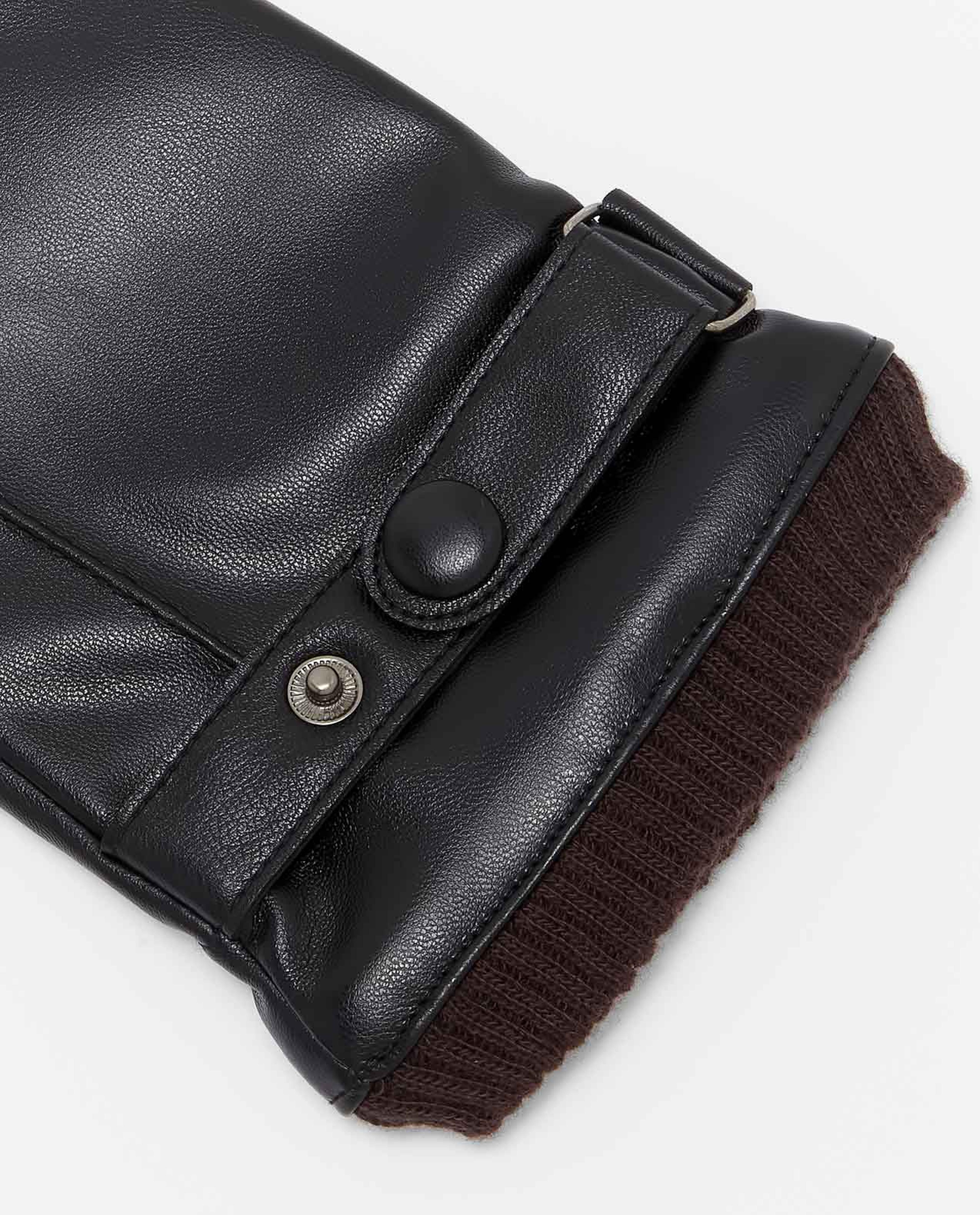 Buckle Detailed PU Leather Gloves