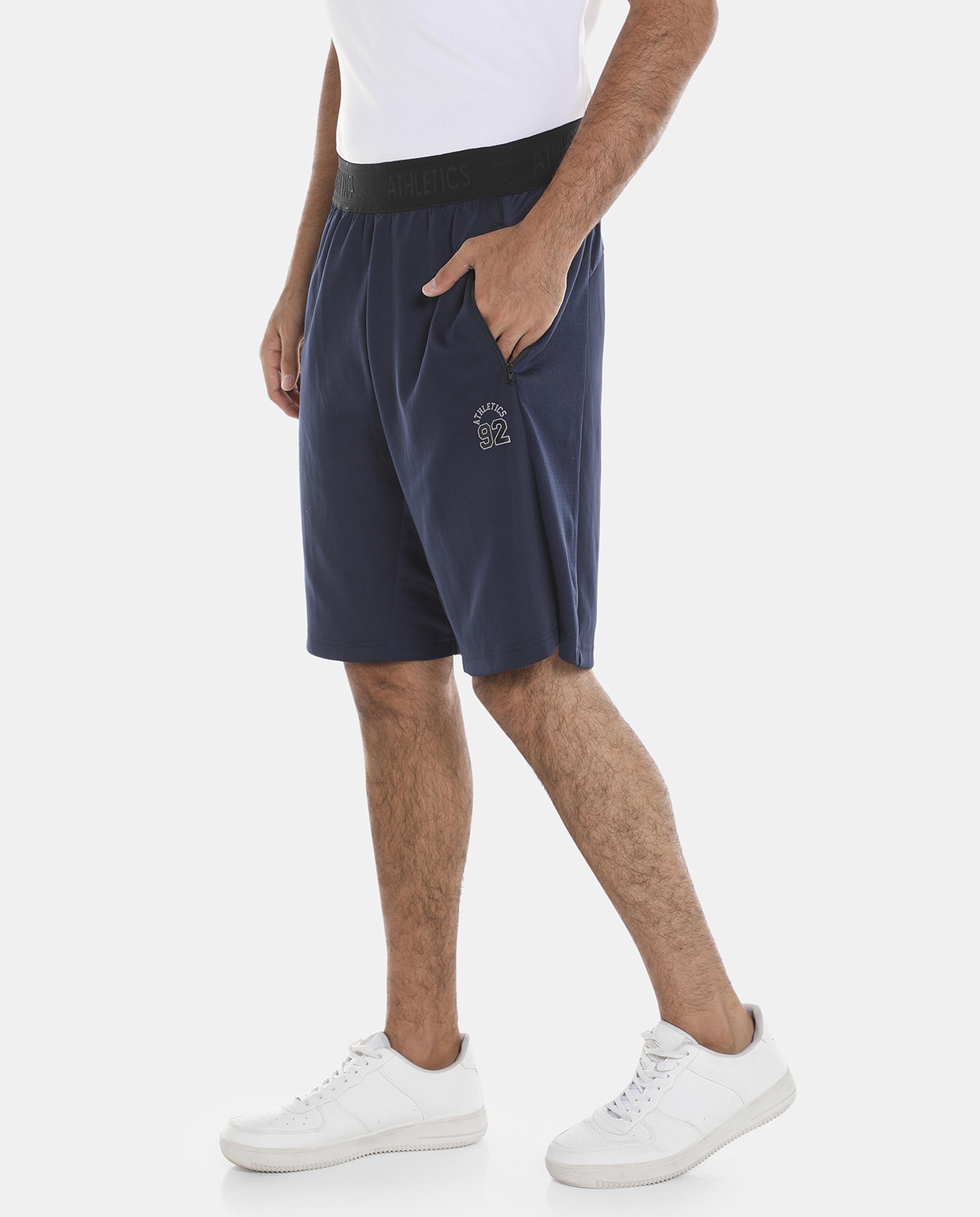 R&B Blue Regular Fit Activewear Shorts