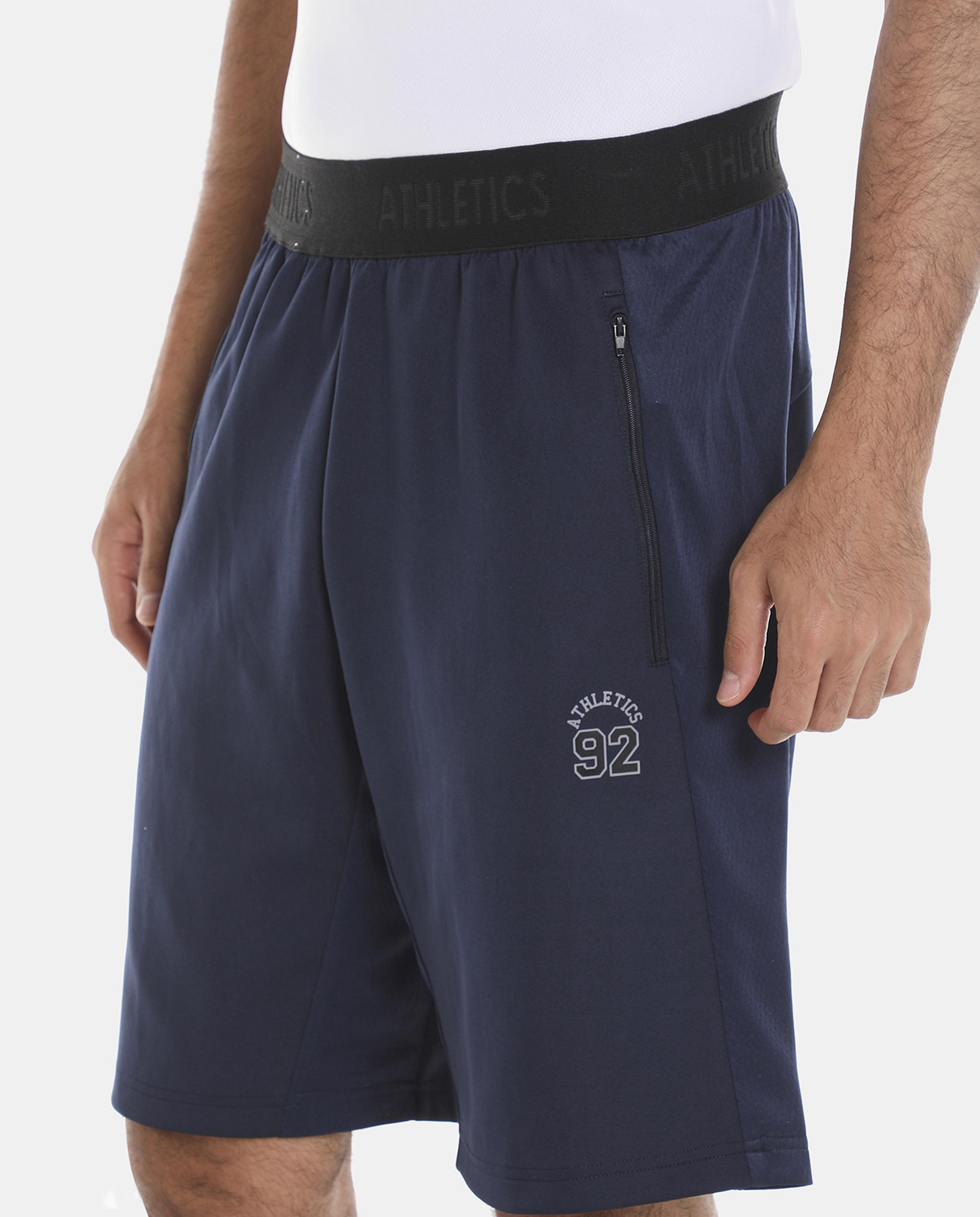 R&B Blue Regular Fit Activewear Shorts
